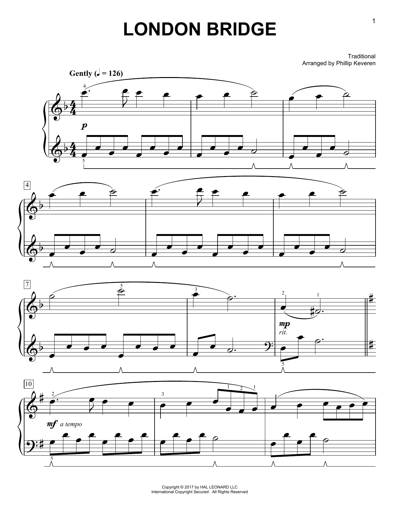 Download Phillip Keveren London Bridge Sheet Music and learn how to play Easy Piano PDF digital score in minutes