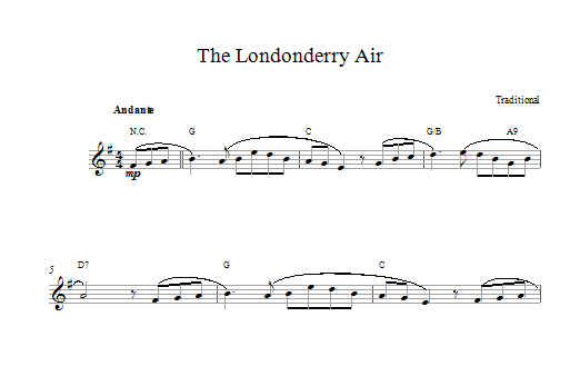 Download Traditional Londonderry Air Sheet Music and learn how to play Piano, Vocal & Guitar Chords (Right-Hand Melody) PDF digital score in minutes