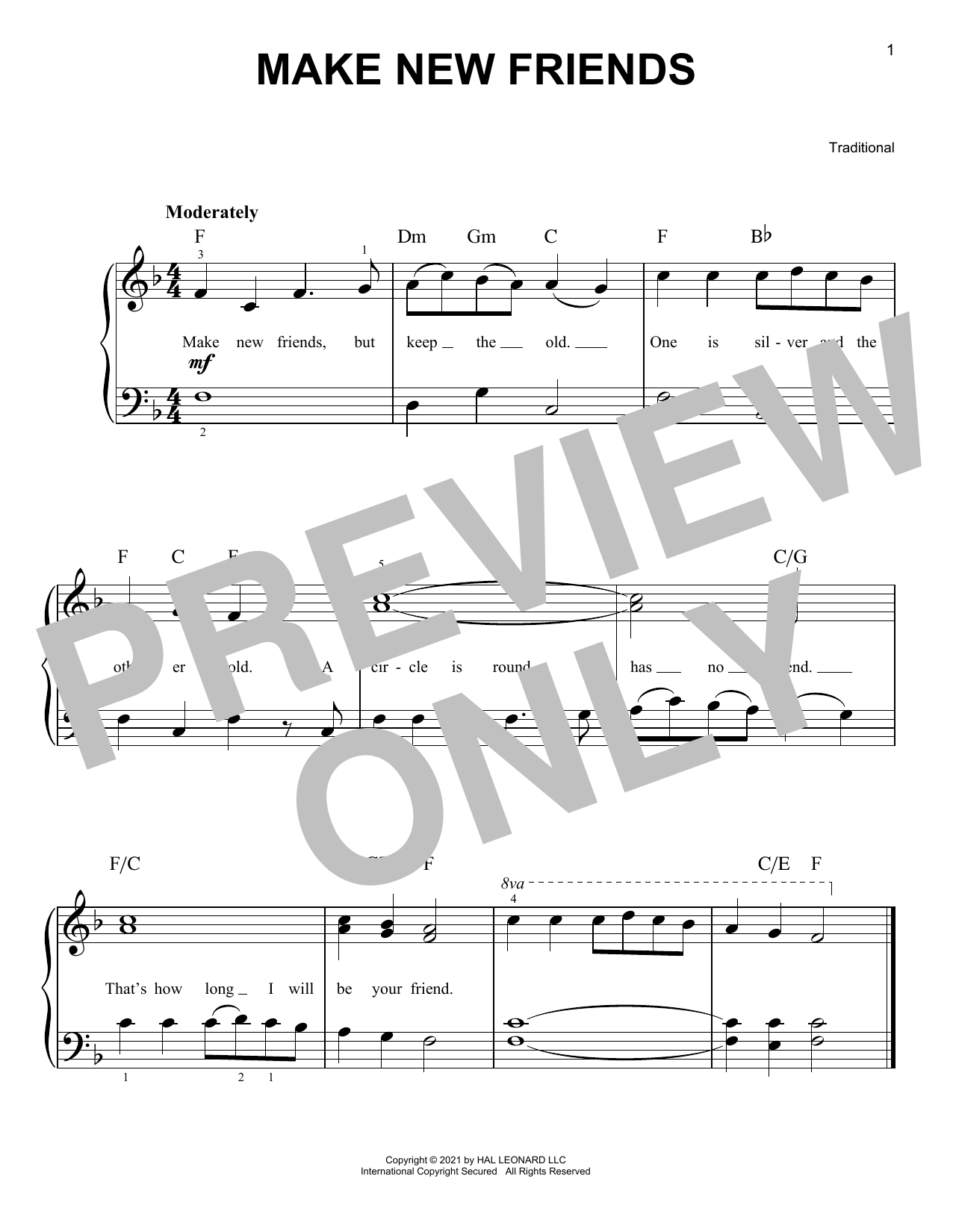 Download Traditional Make New Friends Sheet Music and learn how to play Easy Piano PDF digital score in minutes