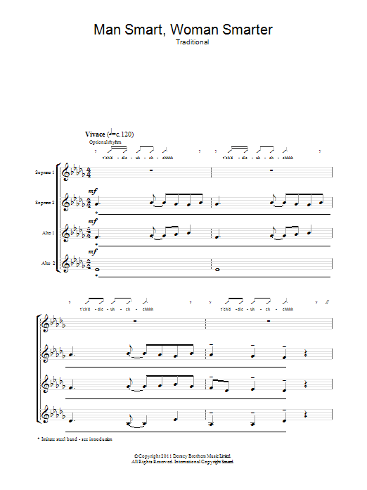 Download Traditional Man Smart, Woman Smarter Sheet Music and learn how to play SSA PDF digital score in minutes