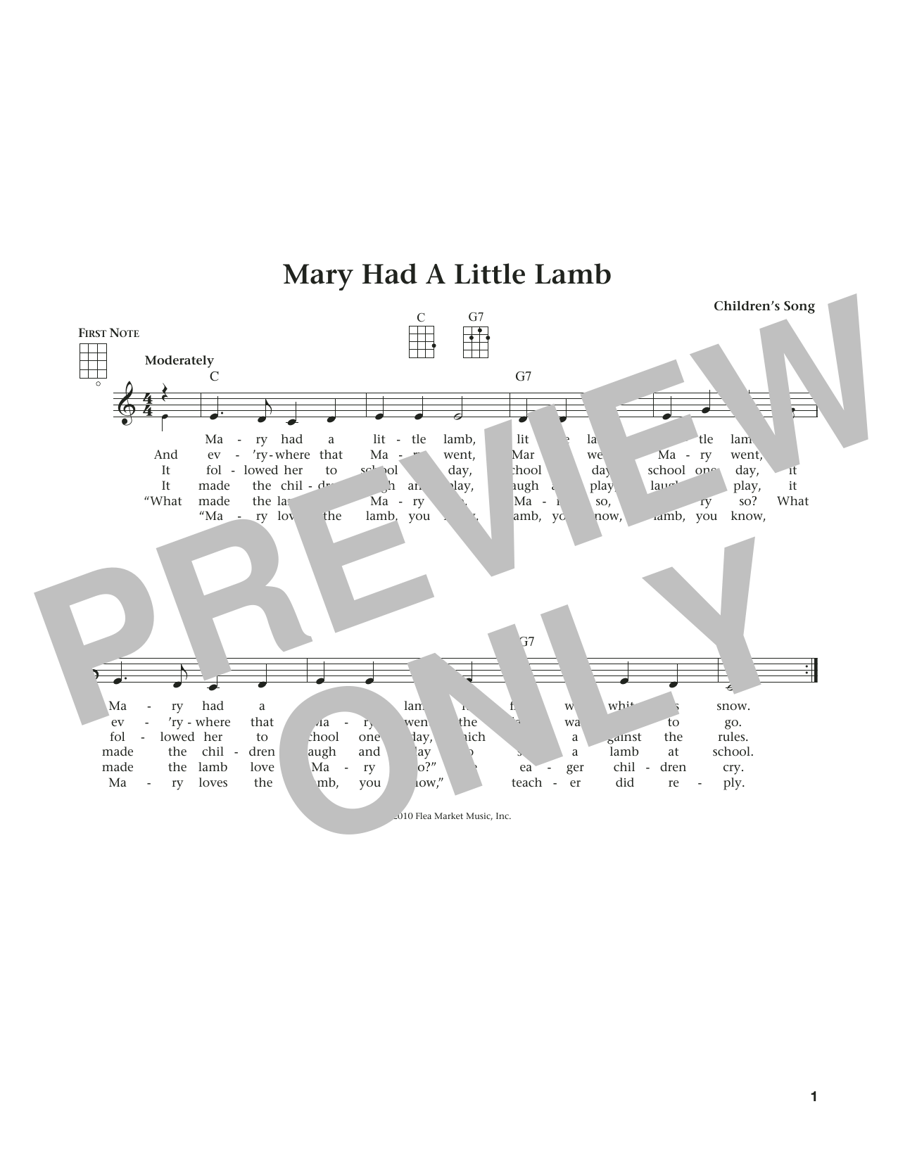 Download Traditional Mary Had A Little Lamb Sheet Music and learn how to play Ukulele PDF digital score in minutes