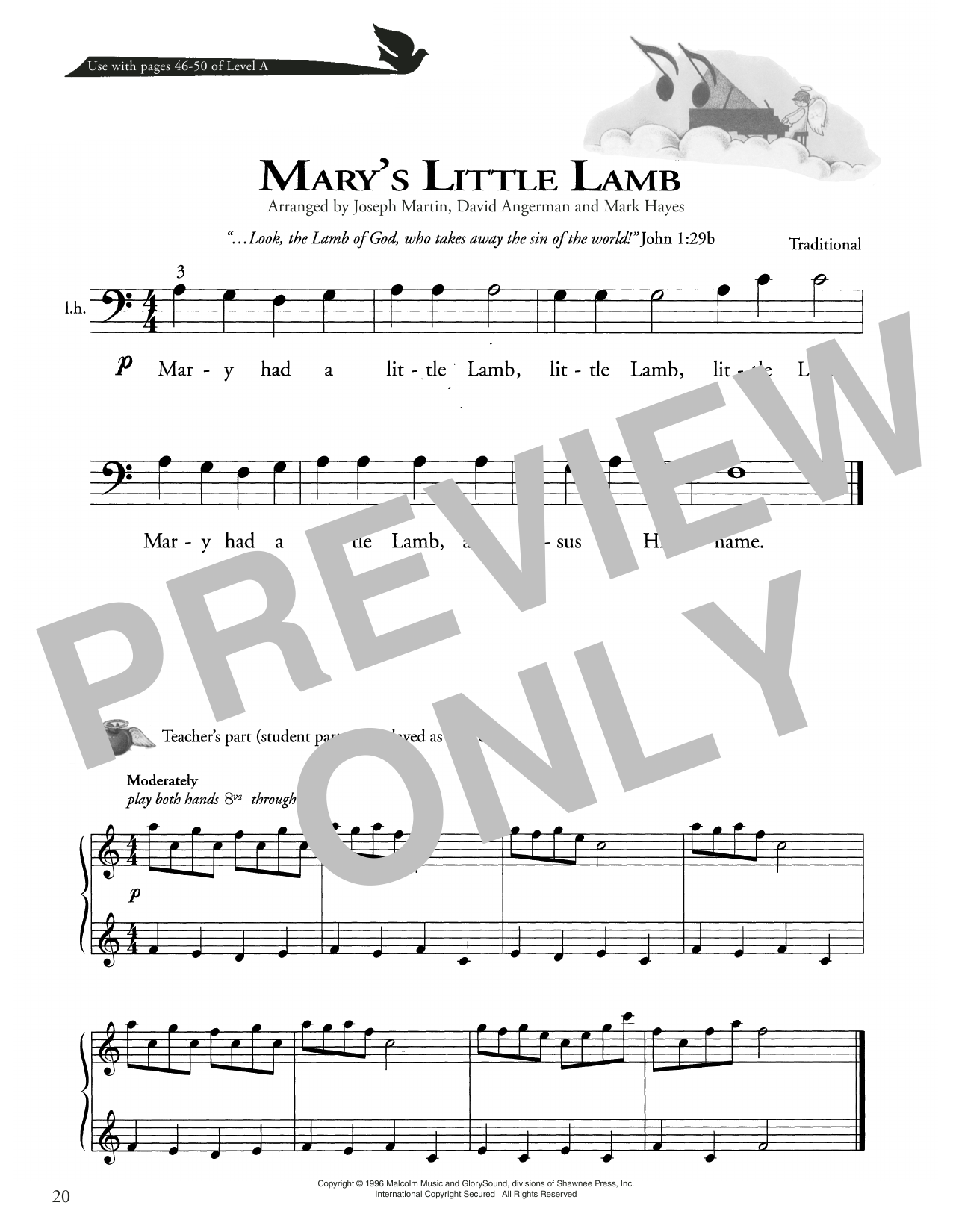 Download Traditional Mary's Little Lamb Sheet Music and learn how to play Piano Method PDF digital score in minutes