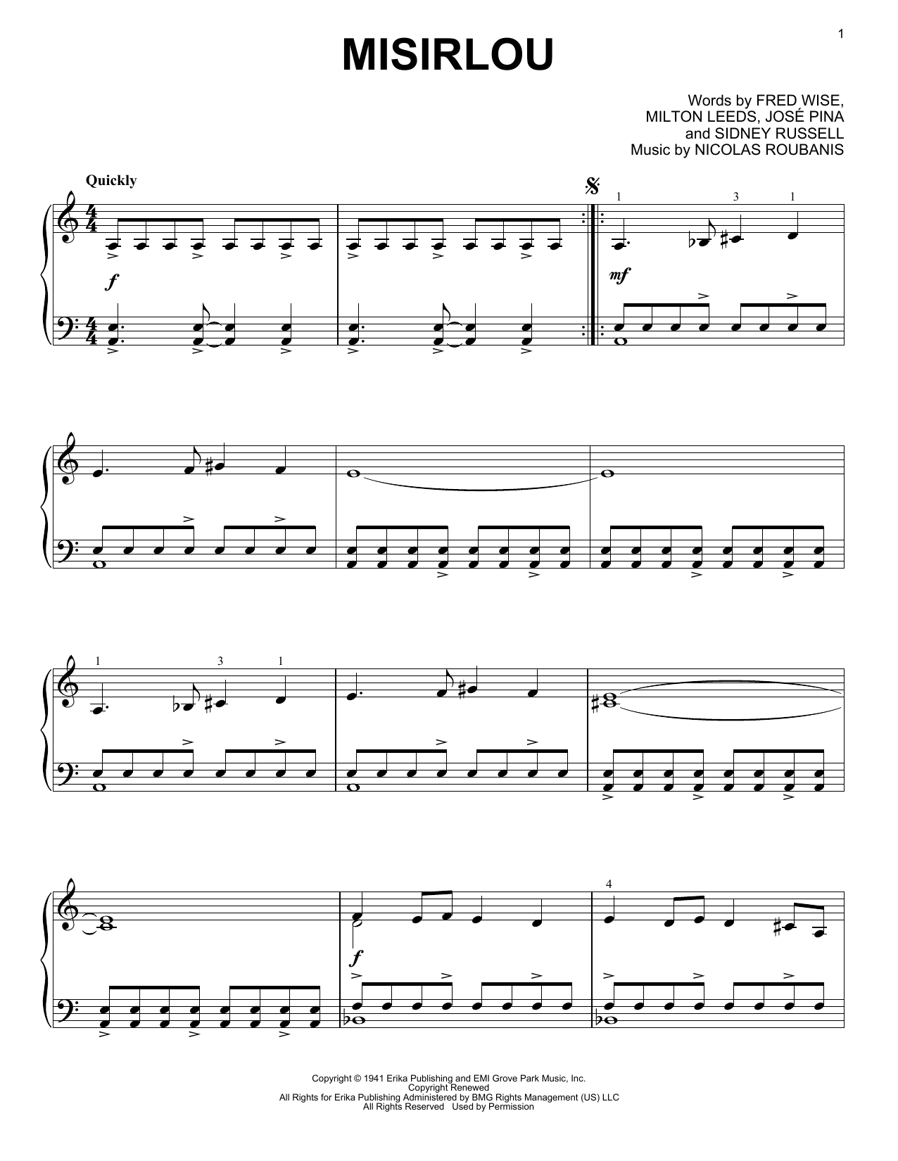 Download Dick Dale Misirlou Sheet Music and learn how to play Piano PDF digital score in minutes