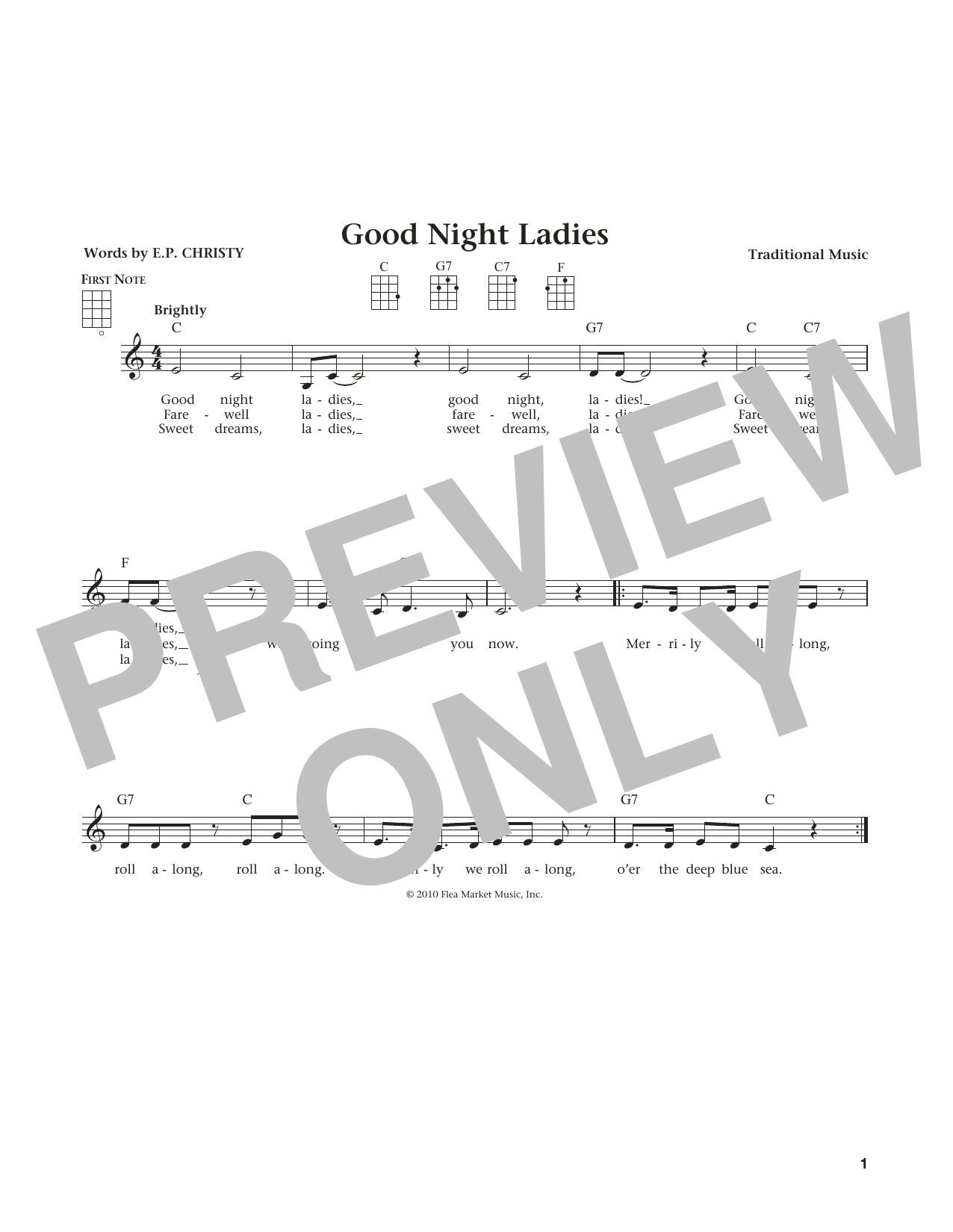 Download Traditional Music Good Night Ladies Sheet Music and learn how to play Ukulele PDF digital score in minutes