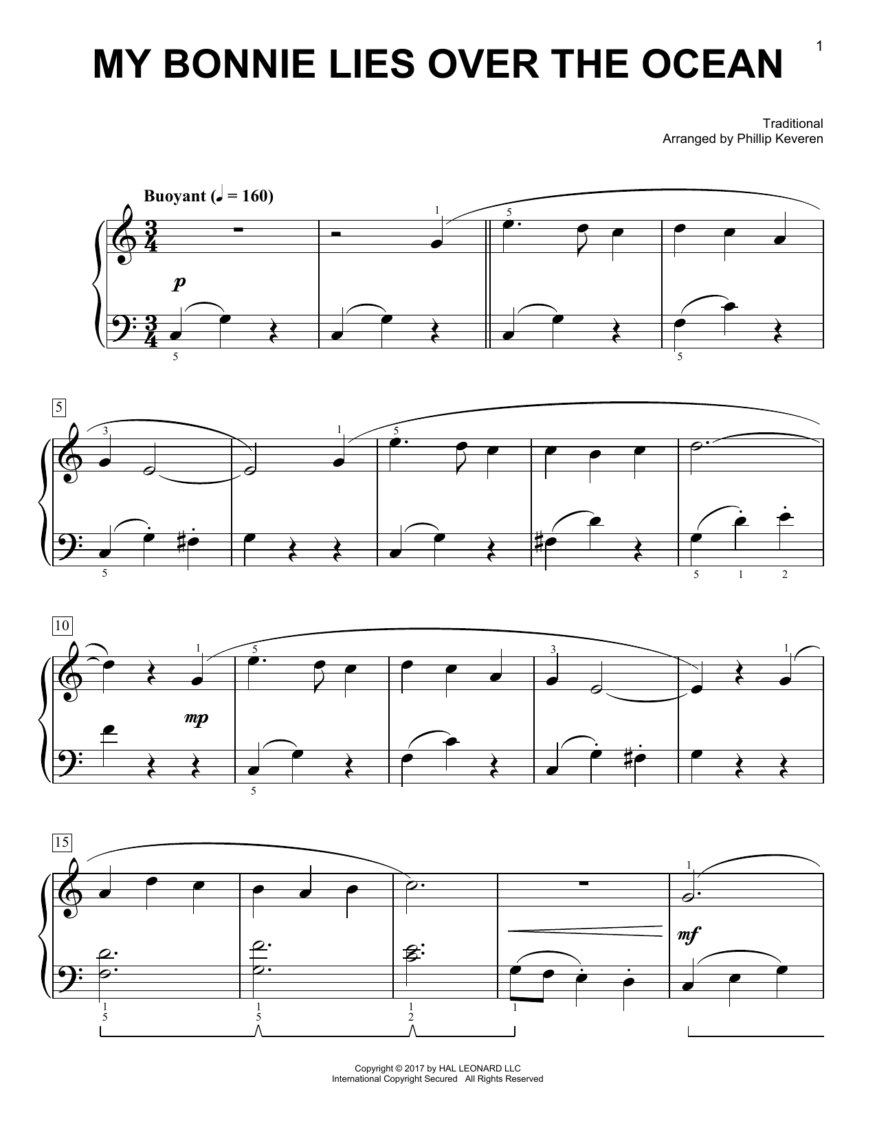 Download Phillip Keveren My Bonnie Lies Over The Ocean Sheet Music and learn how to play Easy Piano PDF digital score in minutes