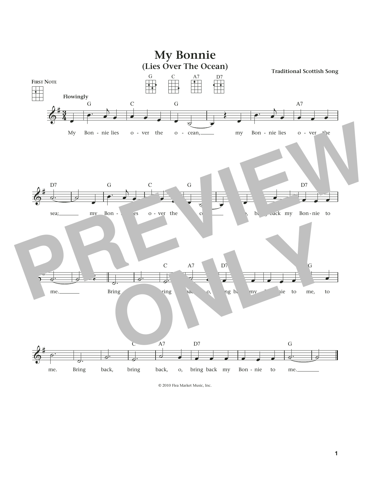 Download Traditional My Bonnie Lies Over The Ocean Sheet Music and learn how to play Ukulele PDF digital score in minutes