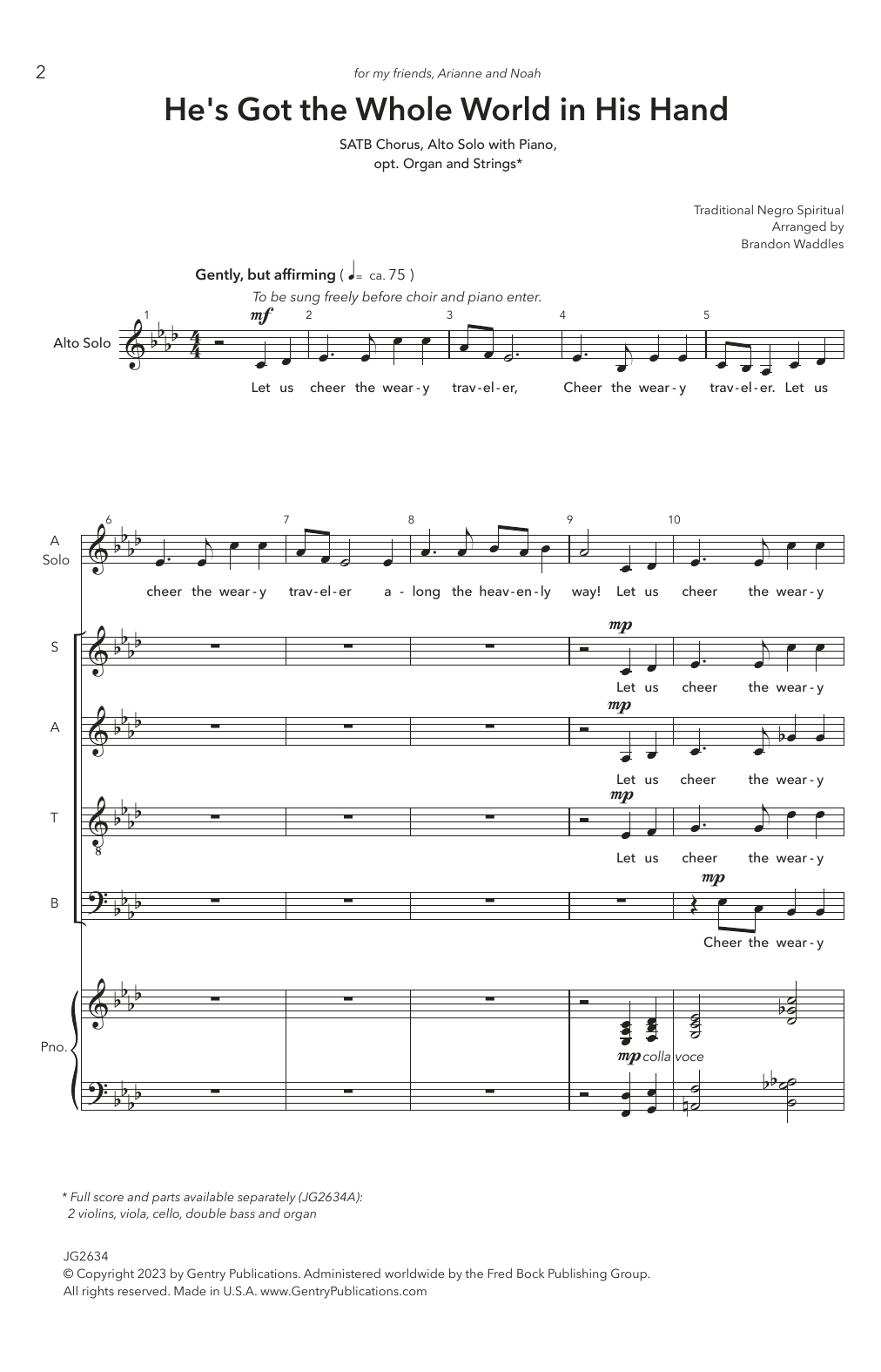 Download Traditional Negro Spiritual He's Got The Whole World In His Hands (arr. Brandon Waddles) Sheet Music and learn how to play SATB Choir PDF digital score in minutes