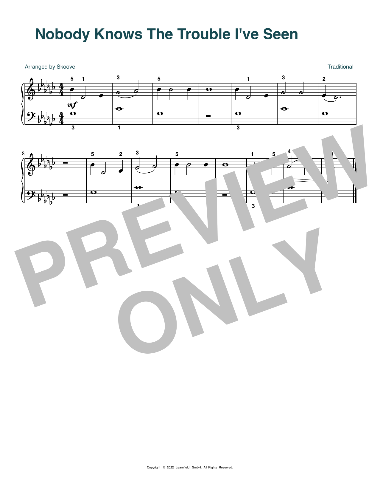 Download Traditional Nobody Knows The Trouble I've Seen (arr. Skoove) Sheet Music and learn how to play Beginner Piano (Abridged) PDF digital score in minutes