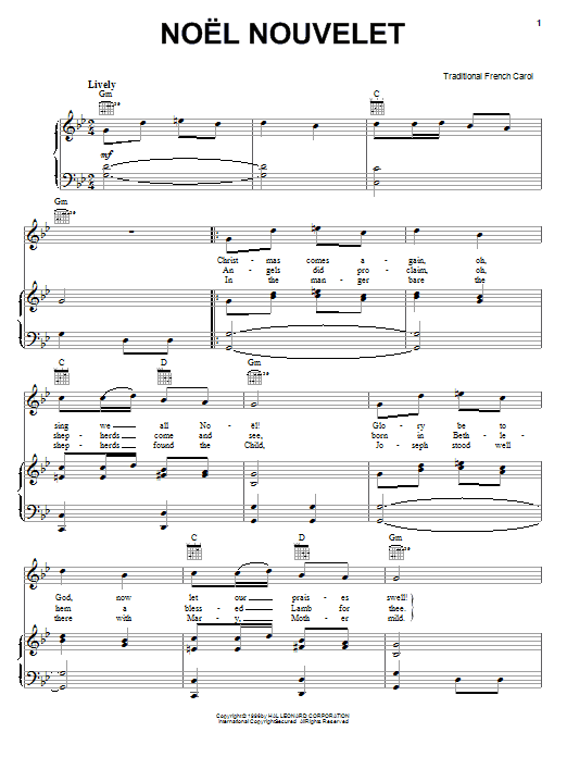 Download Traditional Noel Nouvelet Sheet Music and learn how to play Piano, Vocal & Guitar (Right-Hand Melody) PDF digital score in minutes