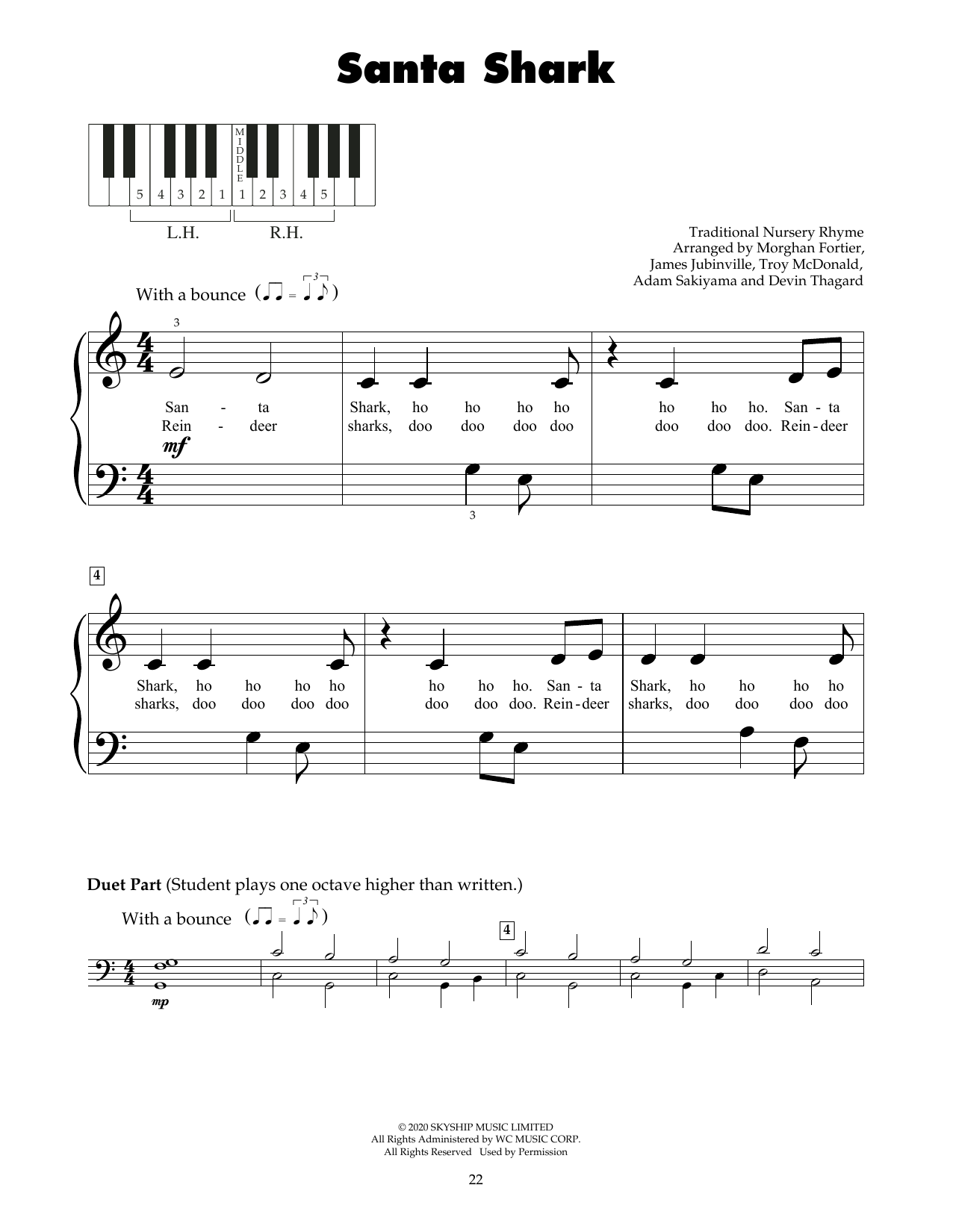 Download Traditional Nursery Rhyme Santa Shark Sheet Music and learn how to play 5-Finger Piano PDF digital score in minutes