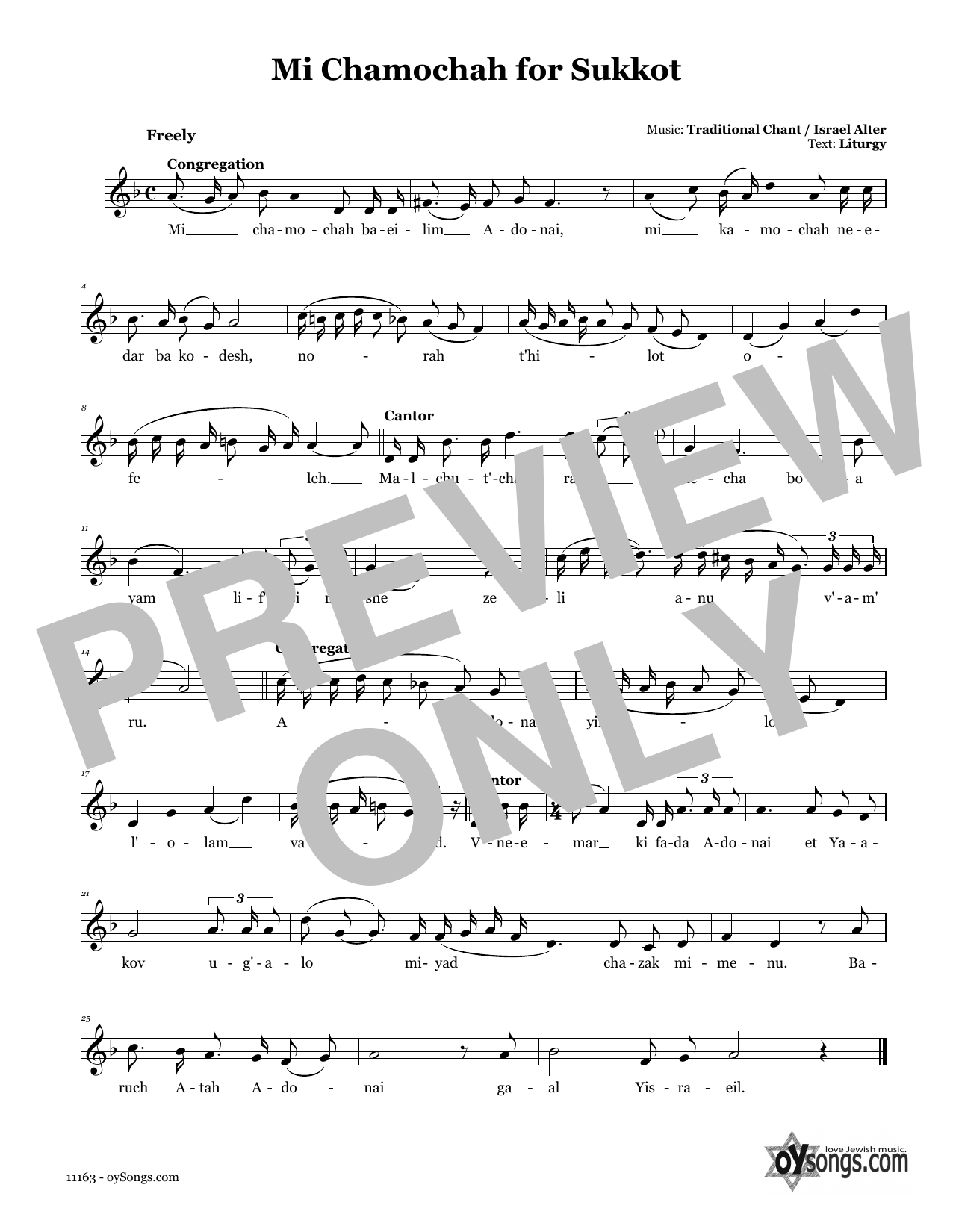 Download Traditional Nusach Mi-Chamochah for Sukkot (Who Is Like You?) Sheet Music and learn how to play Voice PDF digital score in minutes