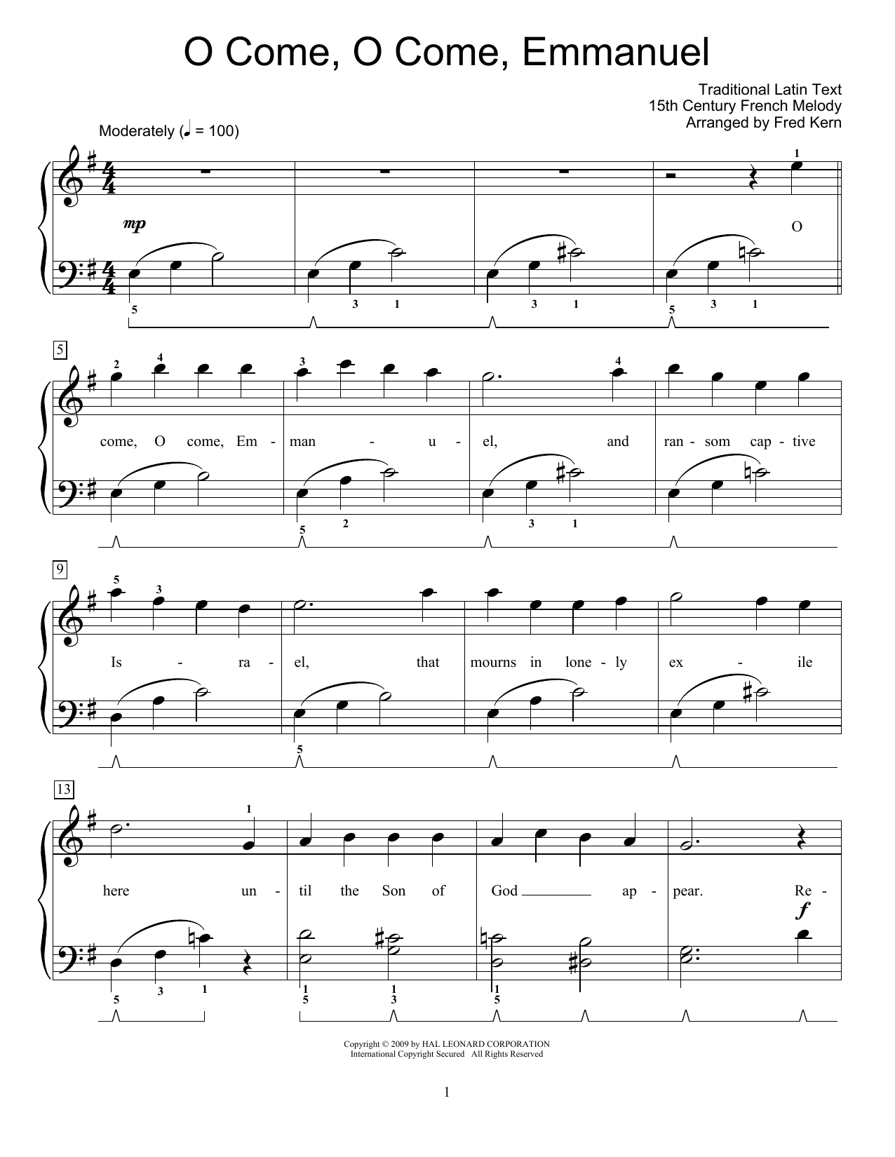 Download Christmas Carol O Come, O Come, Emmanuel Sheet Music and learn how to play Beginner Piano PDF digital score in minutes