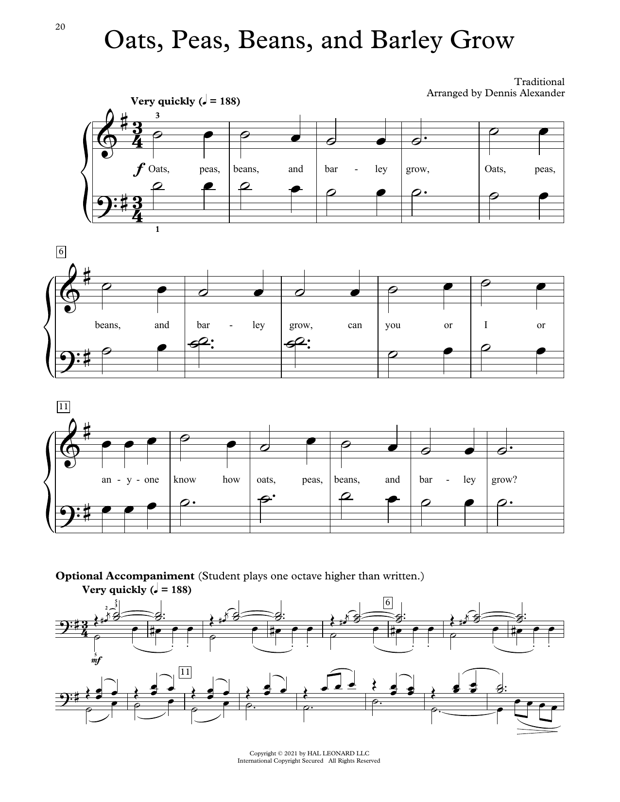 Traditional "Oats, Peas, Beans And Barley Grow (arr. Dennis Alexander