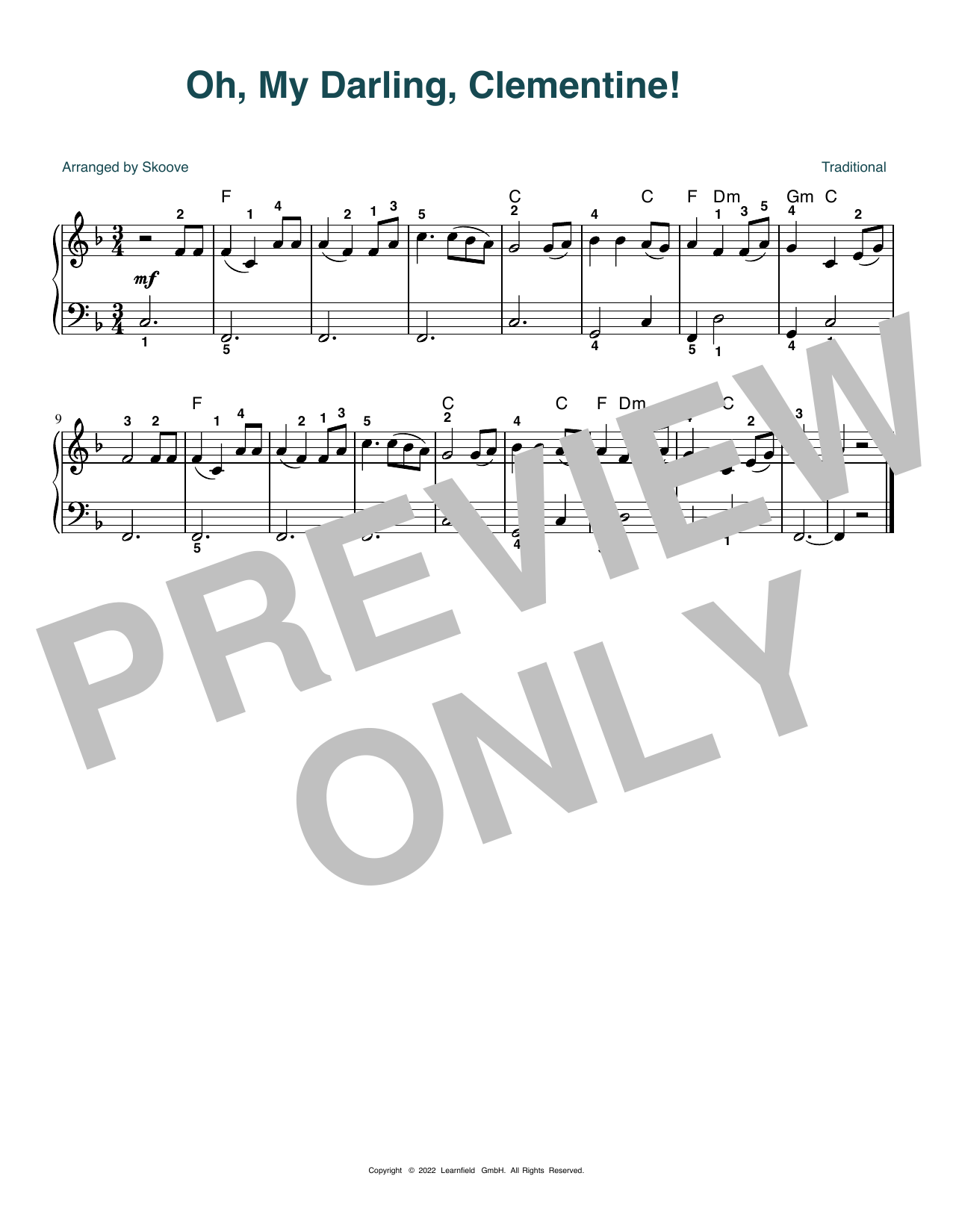 Download Traditional Oh, My Darling, Clementine! (arr. Skoove) Sheet Music and learn how to play Beginner Piano (Abridged) PDF digital score in minutes