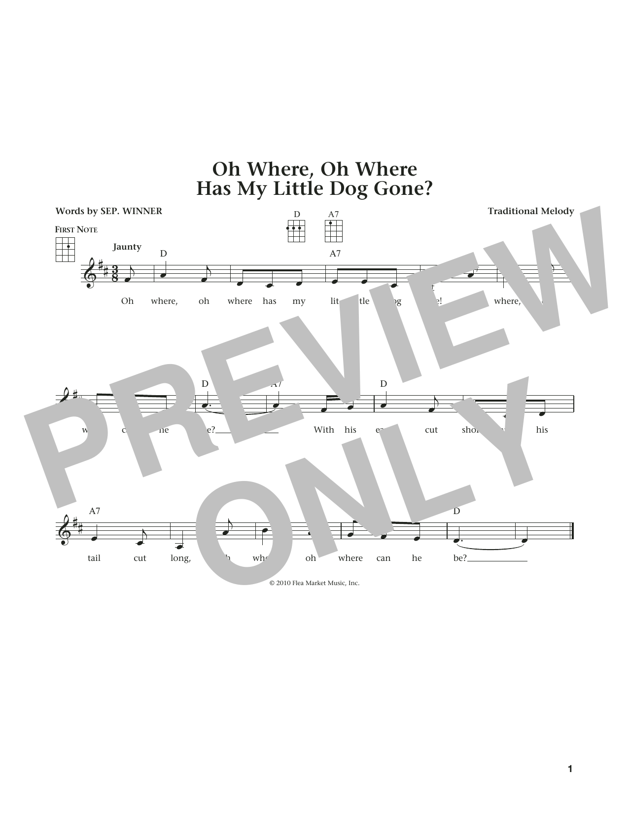 Download Traditional Oh Where, Oh Where Has My Little Dog Gone Sheet Music and learn how to play Ukulele PDF digital score in minutes