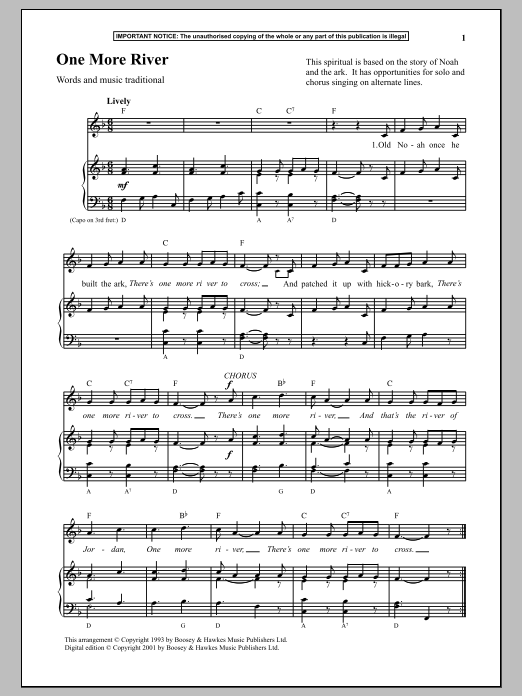 Download Traditional One More River Sheet Music and learn how to play Piano PDF digital score in minutes