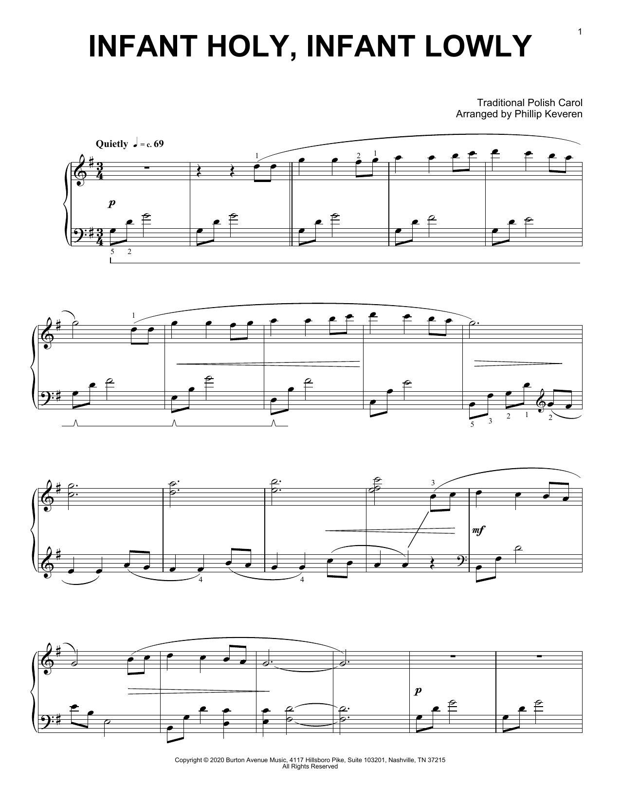 Download Traditional Polish Carol Infant Holy, Infant Lowly (arr. Phillip Keveren) Sheet Music and learn how to play Easy Piano Solo PDF digital score in minutes