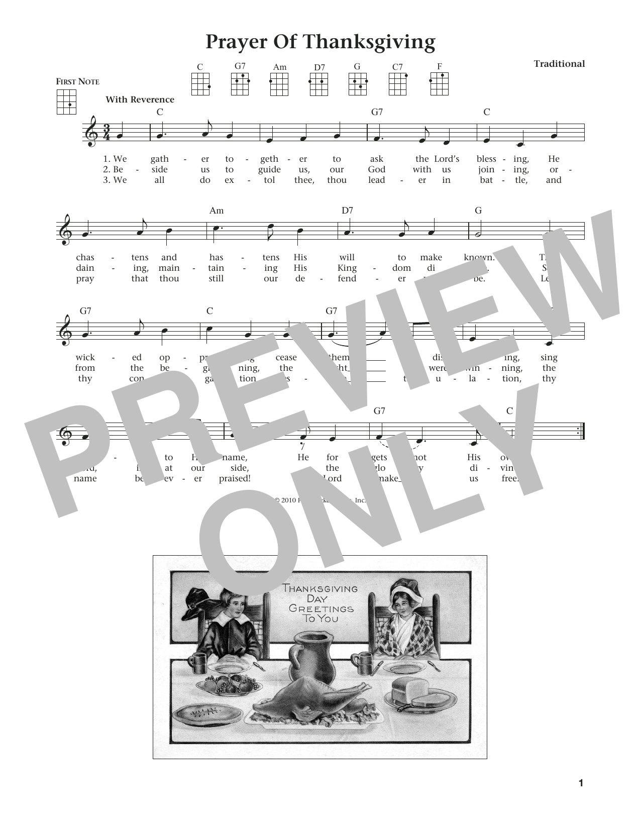 Download Traditional Prayer Of Thanksgiving Sheet Music and learn how to play Ukulele PDF digital score in minutes