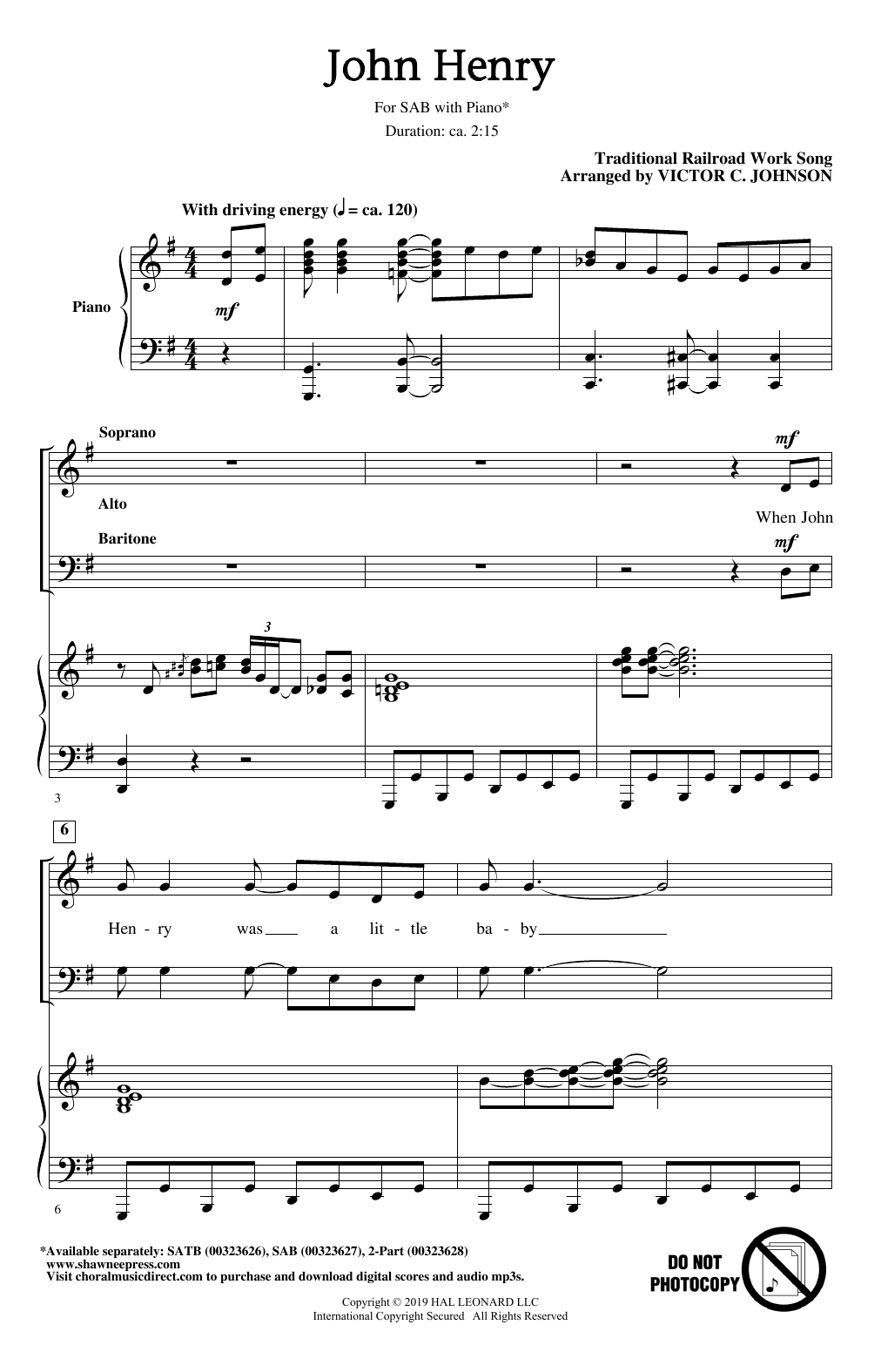 Download Traditional Railroad Work Song John Henry (arr. Victor C. Johnson) Sheet Music and learn how to play SATB Choir PDF digital score in minutes