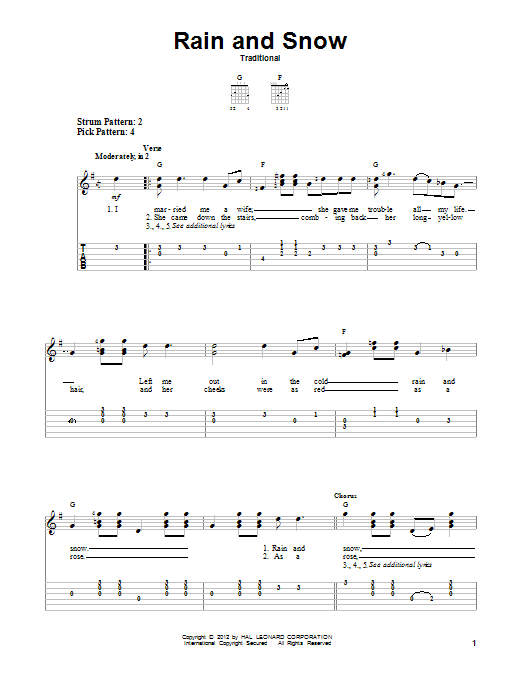 Download Traditional Rain And Snow Sheet Music and learn how to play Real Book – Melody, Lyrics & Chords PDF digital score in minutes