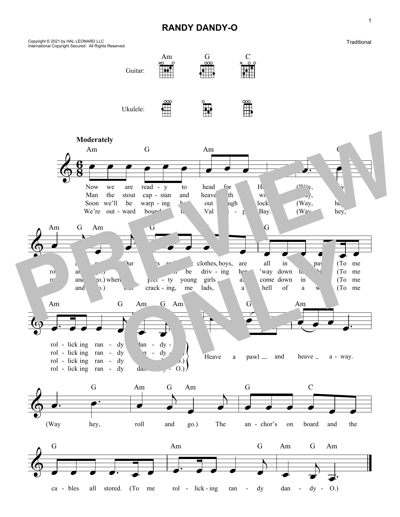 Download Traditional Randy Dandy-O Sheet Music and learn how to play Lead Sheet / Fake Book PDF digital score in minutes