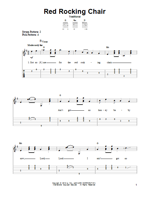 Download Traditional Red Rocking Chair Sheet Music and learn how to play Real Book – Melody, Lyrics & Chords PDF digital score in minutes