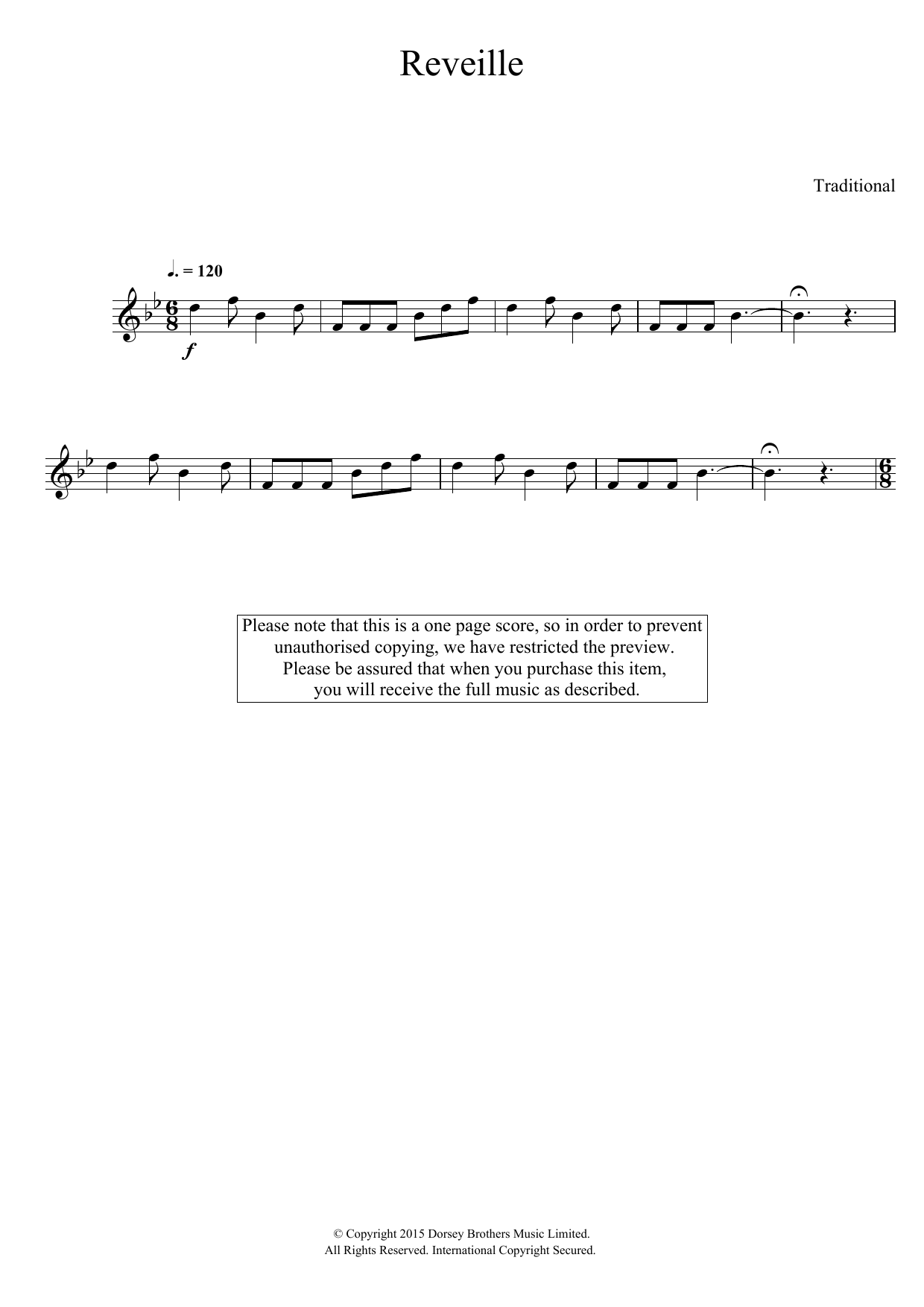 Download Traditional Reveille Sheet Music and learn how to play Trumpet PDF digital score in minutes