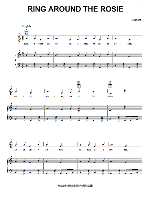 Download Traditional Ring Around The Rosie Sheet Music and learn how to play Melody Line, Lyrics & Chords PDF digital score in minutes