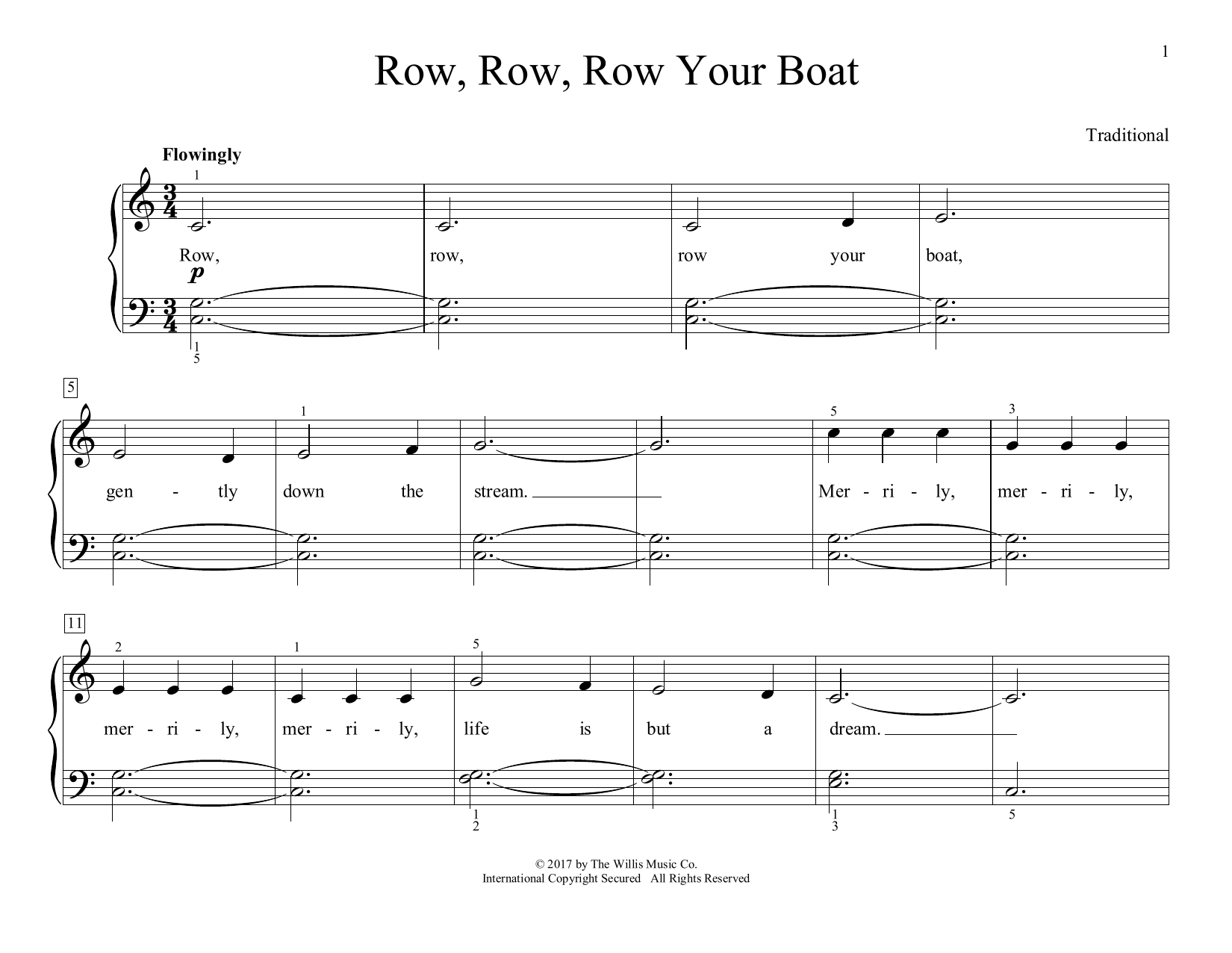 Download Traditional Row, Row, Row Your Boat (arr. Christopher Hussey) Sheet Music and learn how to play Educational Piano PDF digital score in minutes