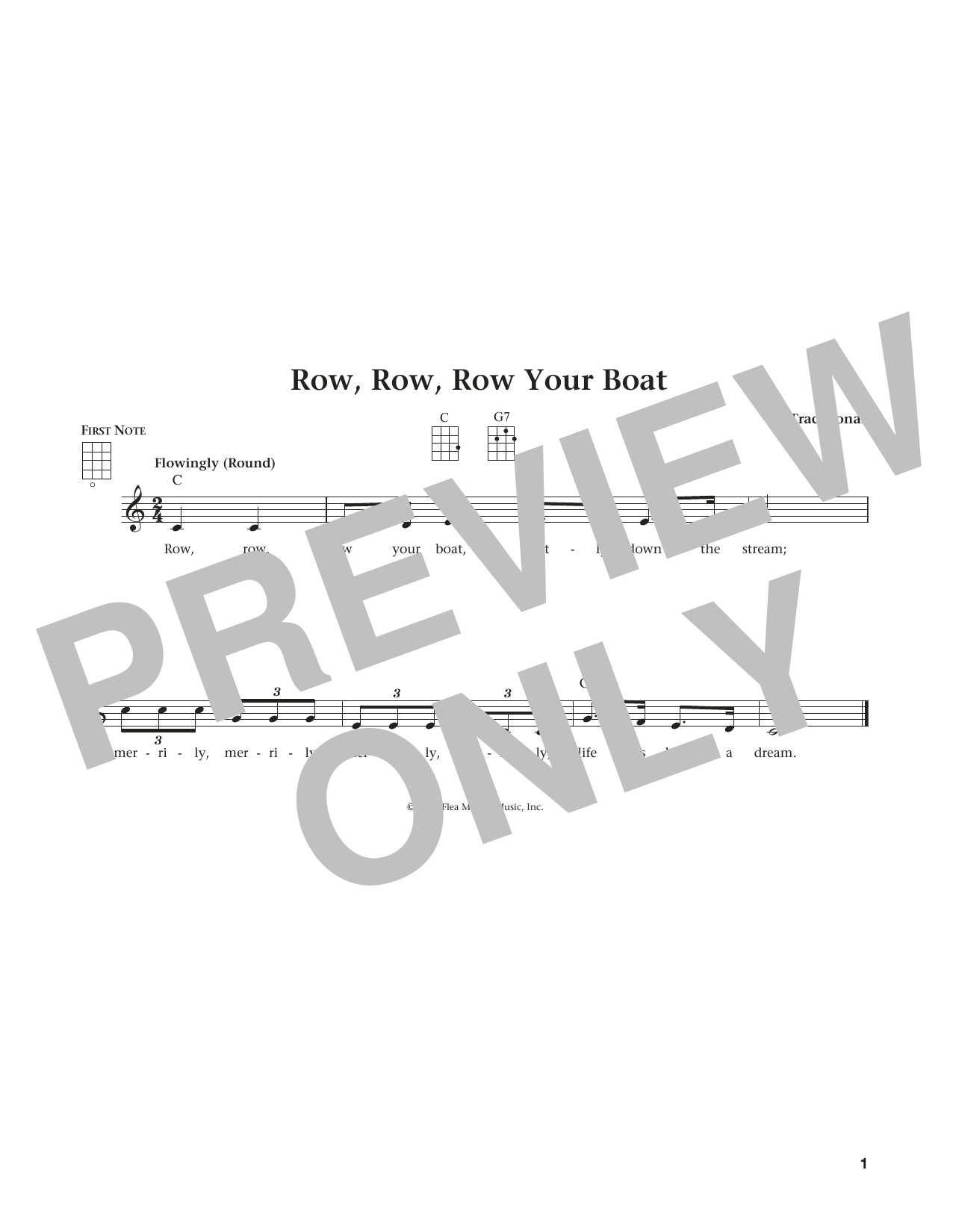 Download Traditional Row, Row, Row Your Boat Sheet Music and learn how to play Ukulele PDF digital score in minutes