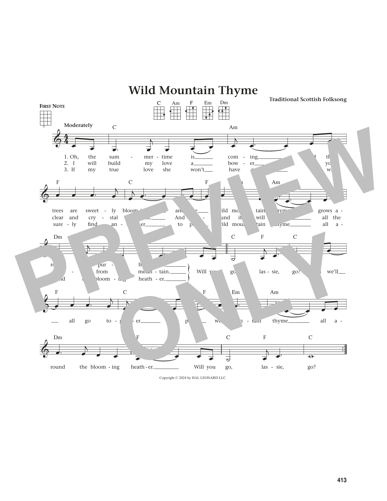 Download Traditional Scottish Folksong Wild Mountain Thyme (from The Daily Ukulele) (arr. Jim Beloff) Sheet Music and learn how to play Ukulele PDF digital score in minutes