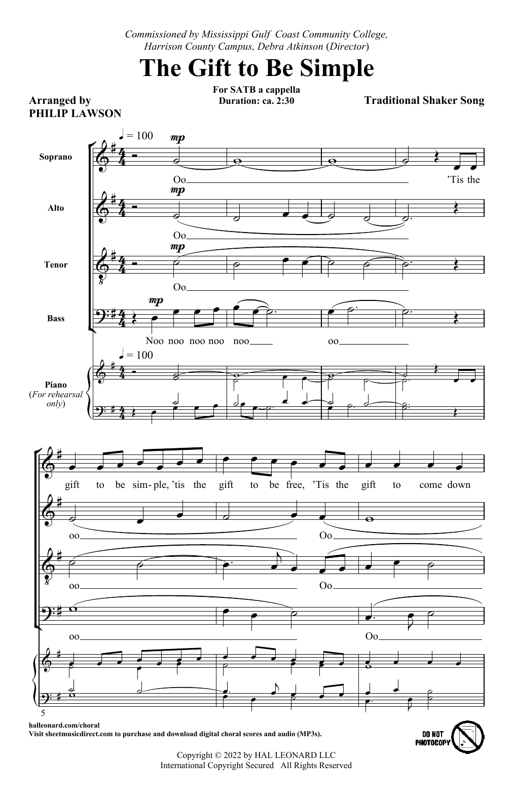 Download Traditional Shaker Song The Gift To Be Simple (arr. Philip Lawson) Sheet Music and learn how to play SATB Choir PDF digital score in minutes