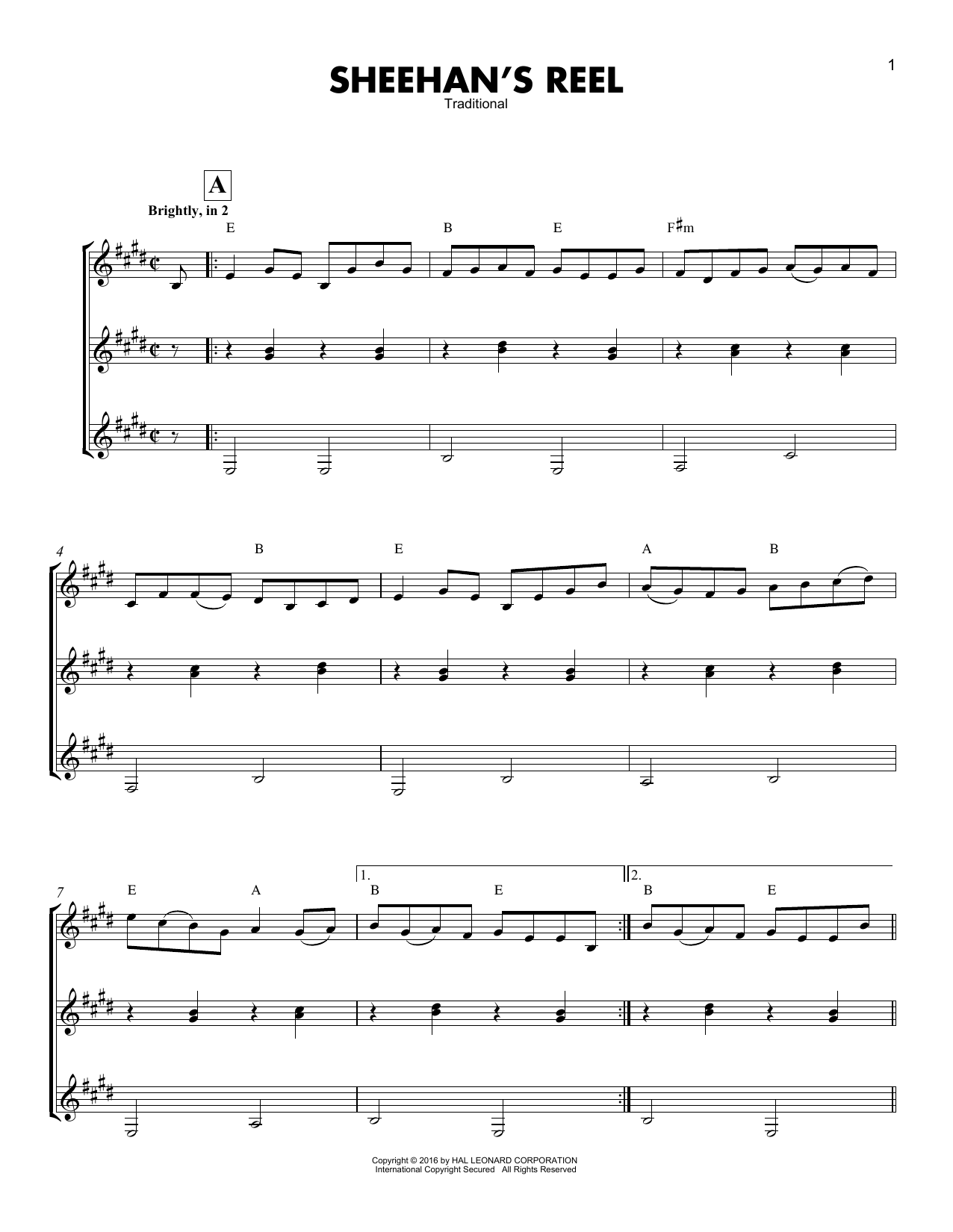 Download Traditional Sheehan's Reel Sheet Music and learn how to play GTRENS PDF digital score in minutes