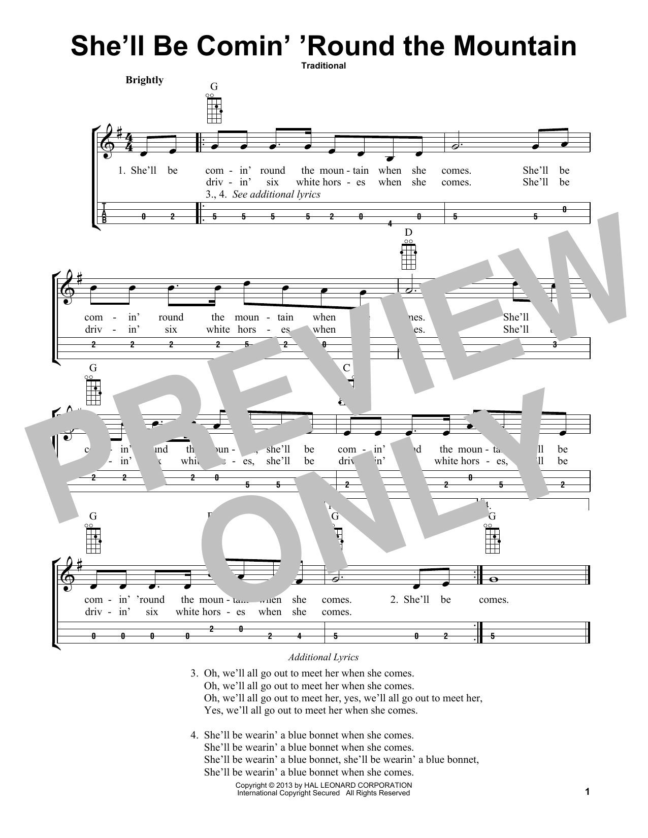 Download Traditional She'll Be Comin' 'Round The Mountain (arr. Bobby Westfall) Sheet Music and learn how to play Mandolin PDF digital score in minutes