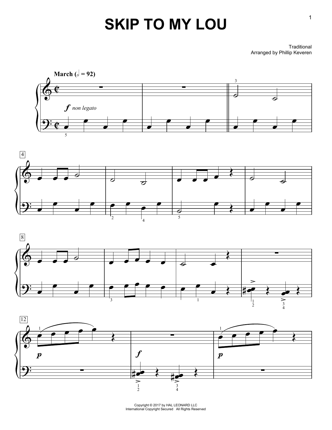 Download Phillip Keveren Skip To My Lou Sheet Music and learn how to play Easy Piano PDF digital score in minutes