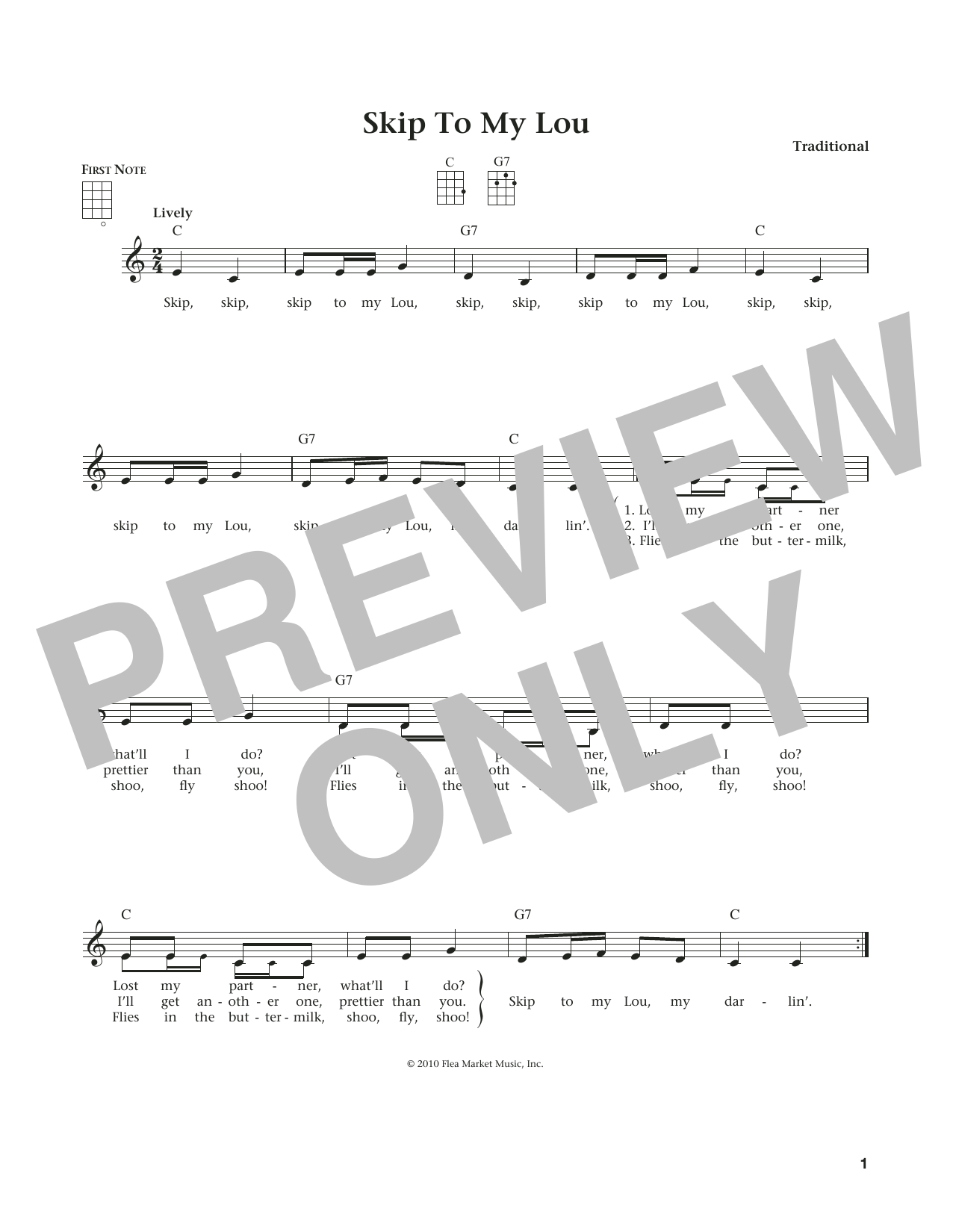 Download Traditional Skip To My Lou Sheet Music and learn how to play Ukulele PDF digital score in minutes