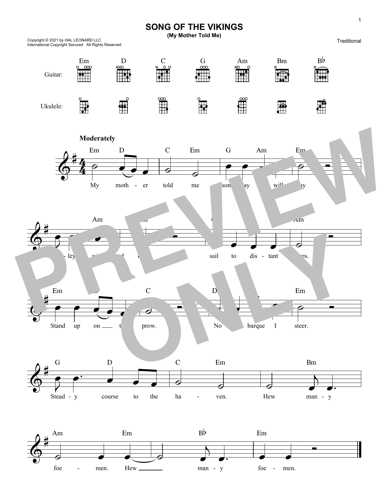 Download Traditional Song Of The Vikings Sheet Music and learn how to play Lead Sheet / Fake Book PDF digital score in minutes