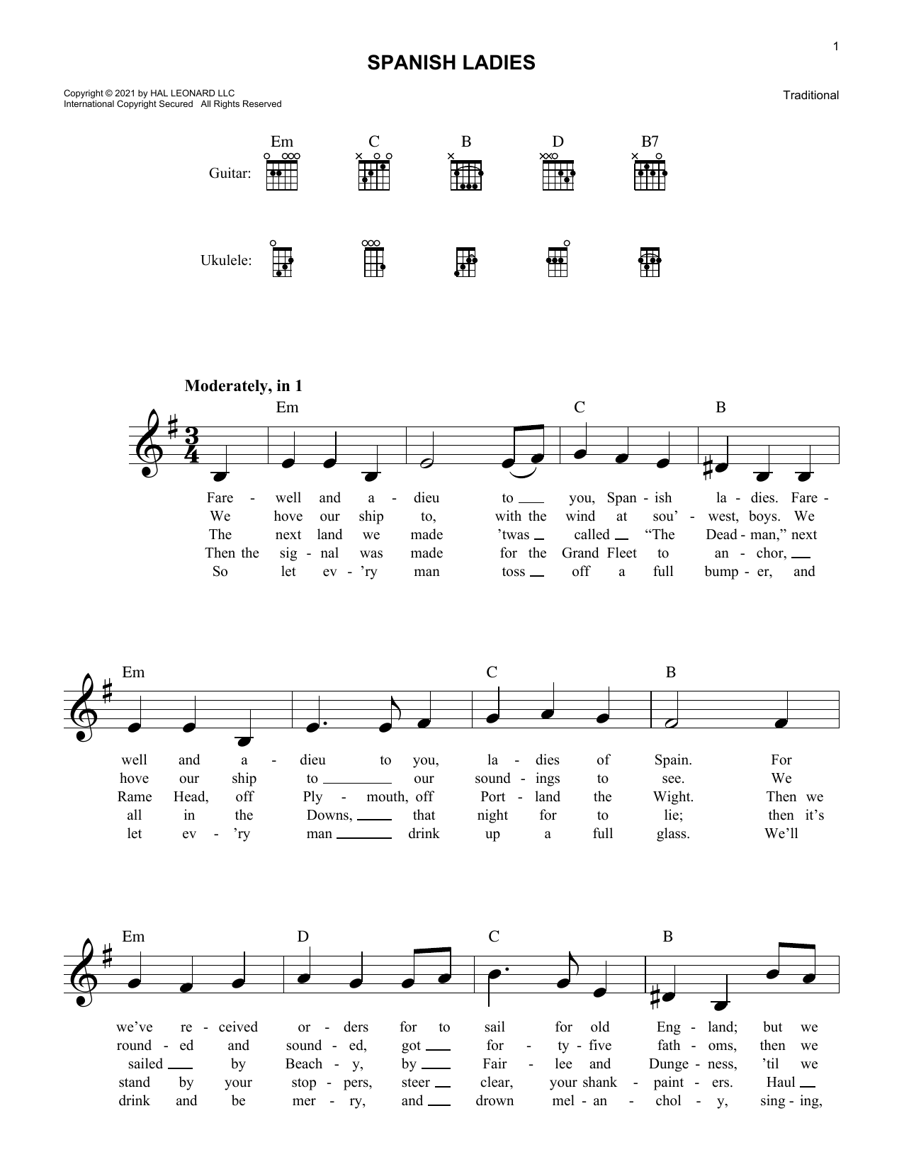Download Traditional Spanish Ladies Sheet Music and learn how to play Lead Sheet / Fake Book PDF digital score in minutes