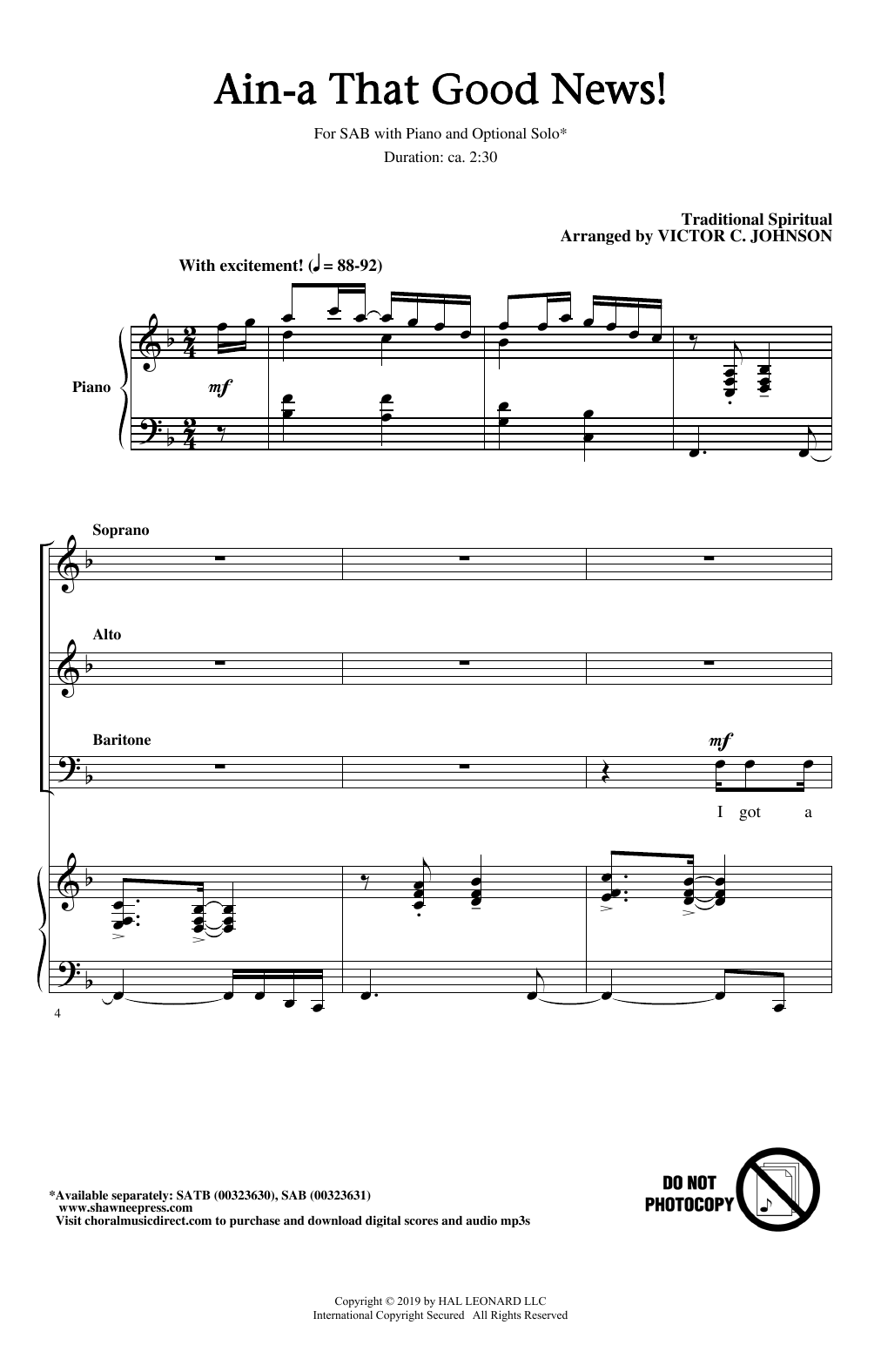 Download Traditional Spiritual Ain'a That Good News! (arr. Victor C. Johnson) Sheet Music and learn how to play SATB Choir PDF digital score in minutes