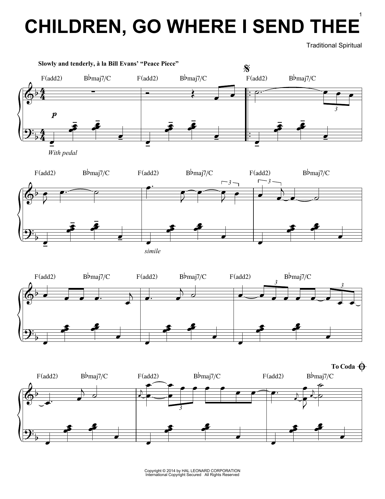 Download Emily Crocker Children Go Where I Send Thee Sheet Music and learn how to play Piano PDF digital score in minutes