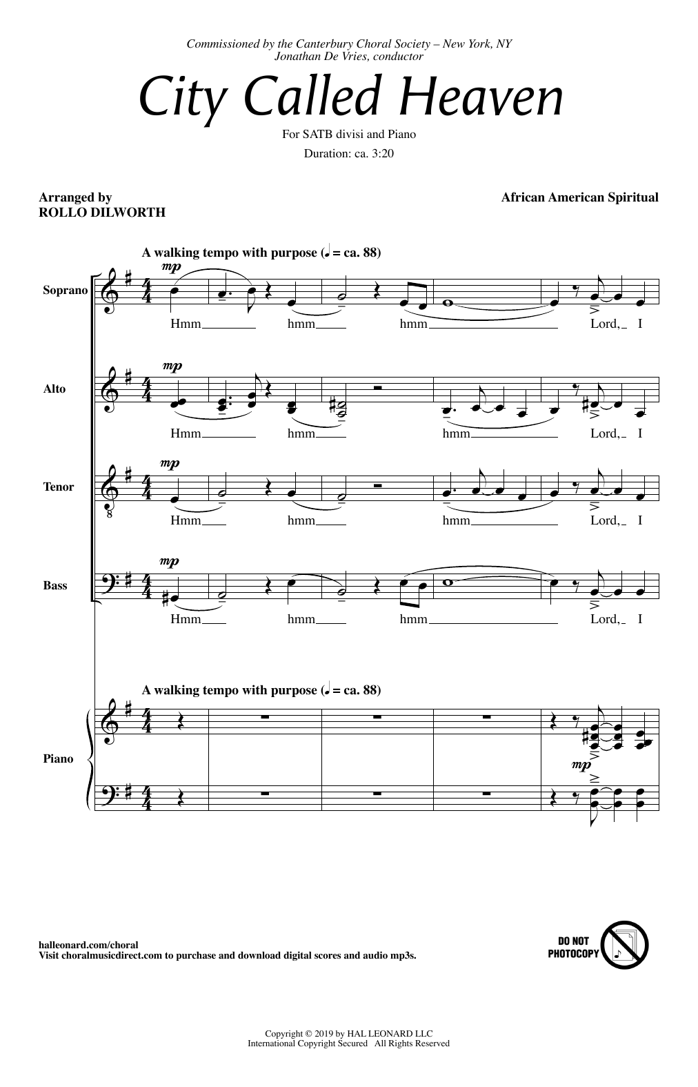 Download Traditional Spiritual City Called Heaven (arr. Rollo Dilworth) Sheet Music and learn how to play SATB Choir PDF digital score in minutes