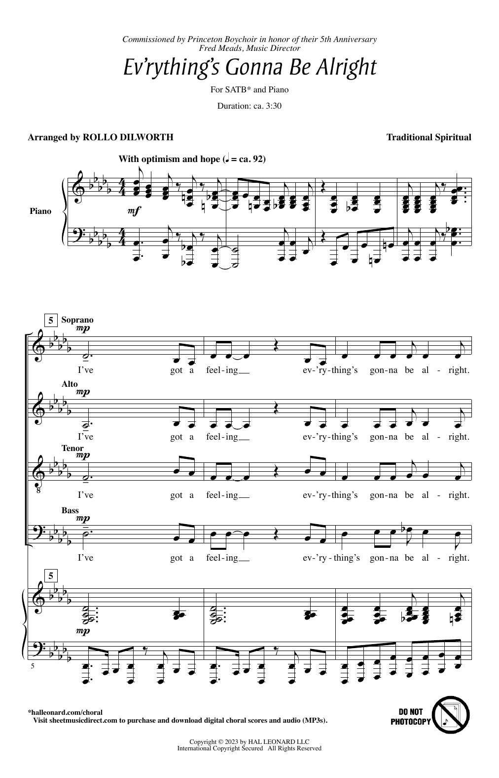 Download Traditional Spiritual Ev'rything's Gonna Be Alright (arr. Rollo Dilworth) Sheet Music and learn how to play SATB Choir PDF digital score in minutes