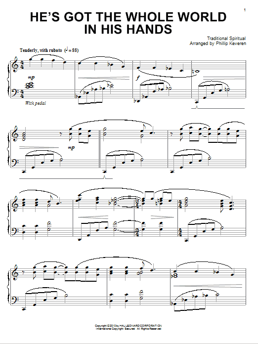 Download African-American Spiritual He's Got The Whole World In His Hands Sheet Music and learn how to play Piano PDF digital score in minutes