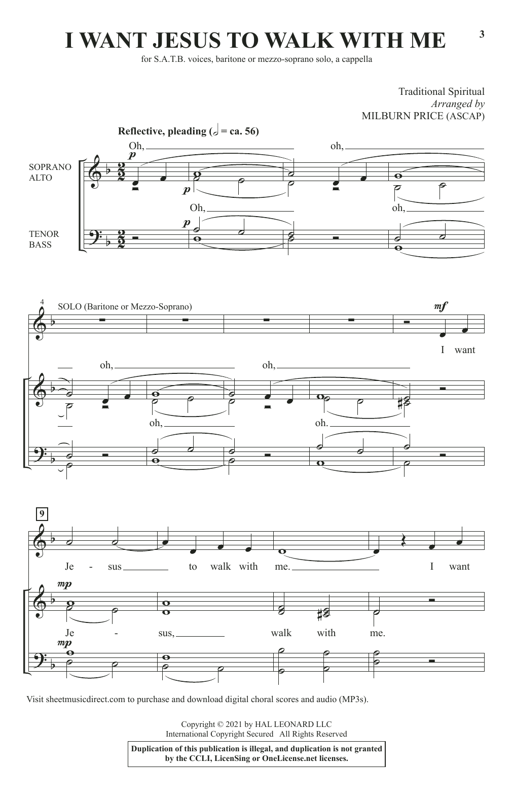 Download Traditional Spiritual I Want Jesus To Walk With Me (arr. Milburn Price) Sheet Music and learn how to play SATB Choir PDF digital score in minutes