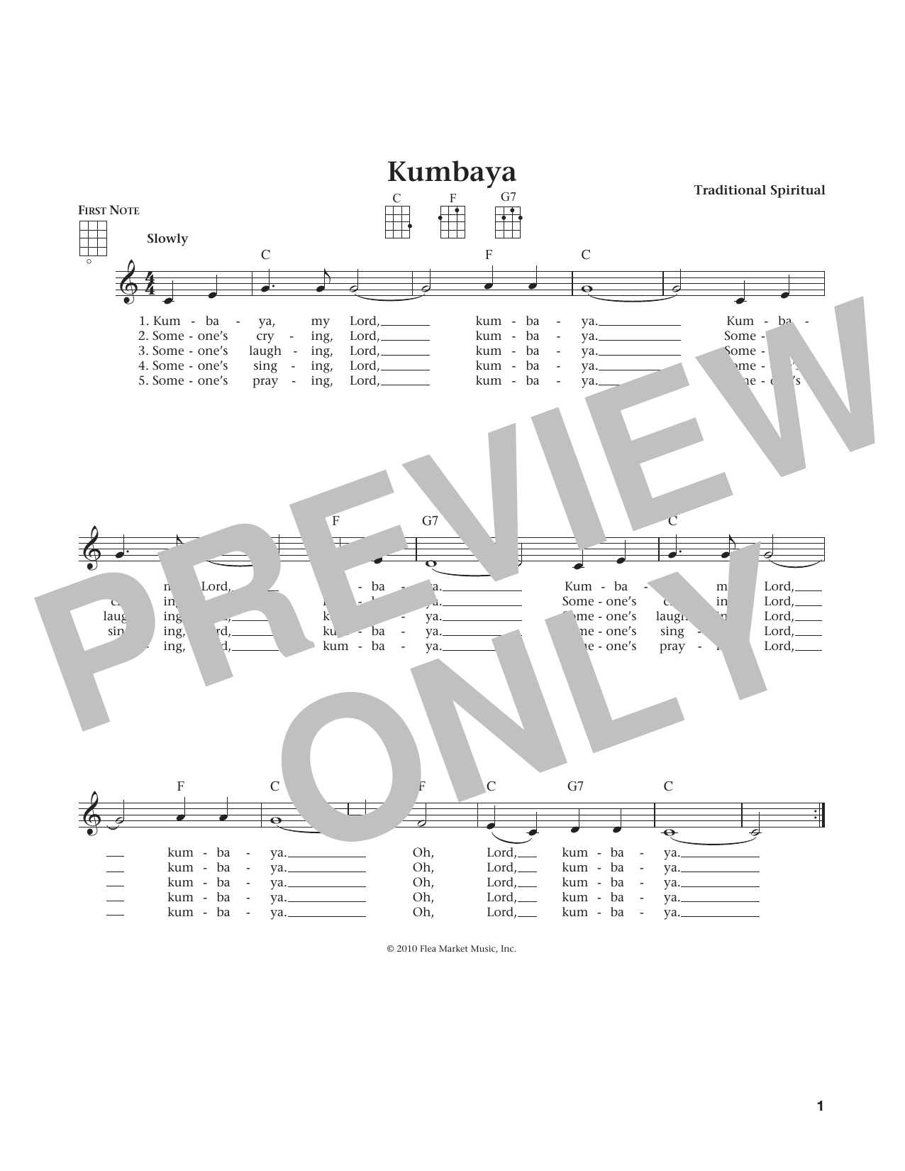Download Traditional Spiritual Kum Ba Yah Sheet Music and learn how to play Ukulele PDF digital score in minutes