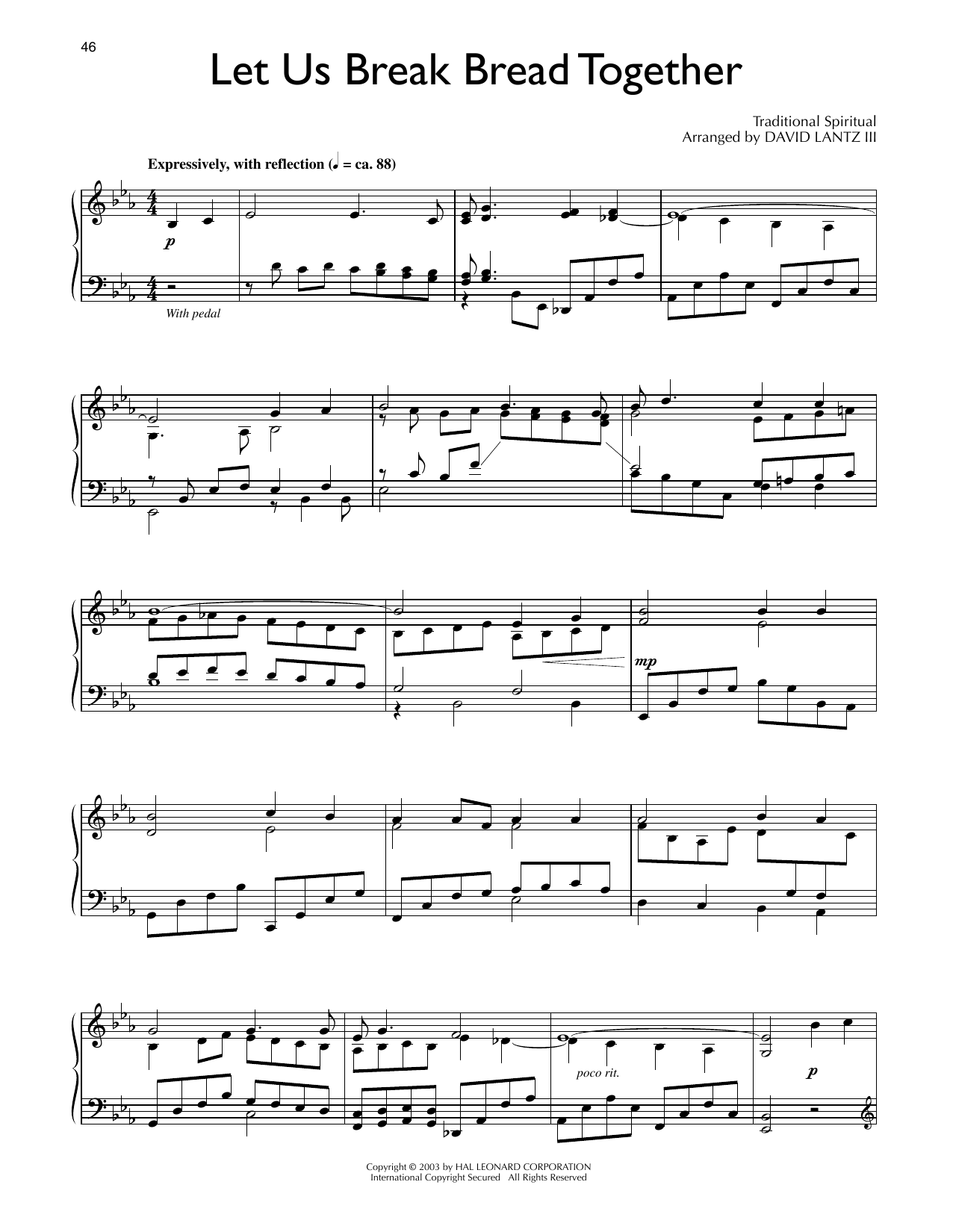 Download Traditional Spiritual Let Us Break Bread Together (arr. David Lantz III) Sheet Music and learn how to play Piano Solo PDF digital score in minutes