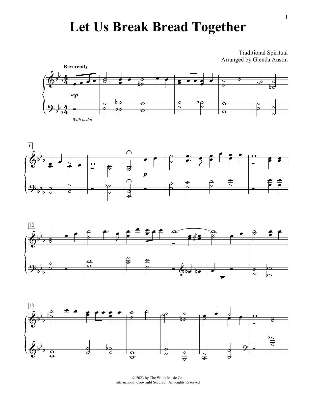 Download Traditional Spiritual Let Us Break Bread Together (arr. Glenda Austin) Sheet Music and learn how to play Educational Piano PDF digital score in minutes