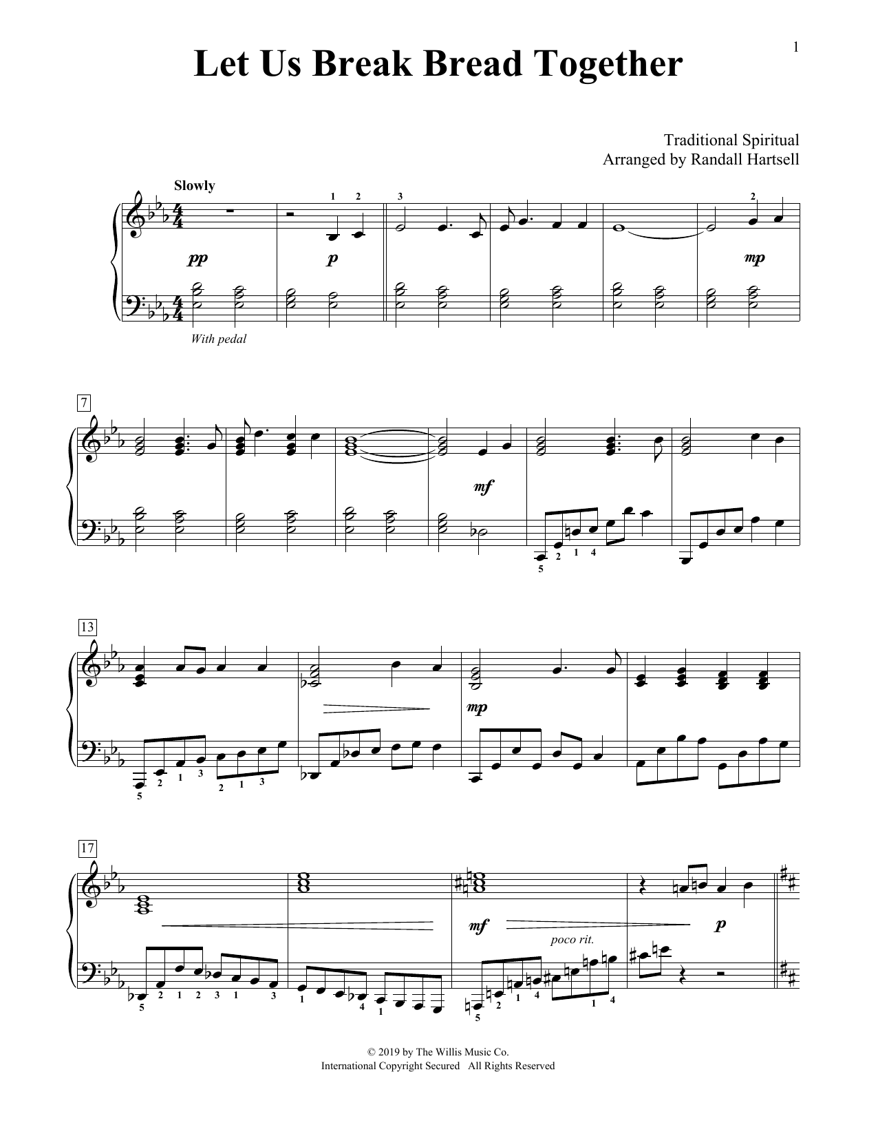 Download Traditional Spiritual Let Us Break Bread Together (arr. Randall Hartsell) Sheet Music and learn how to play Educational Piano PDF digital score in minutes