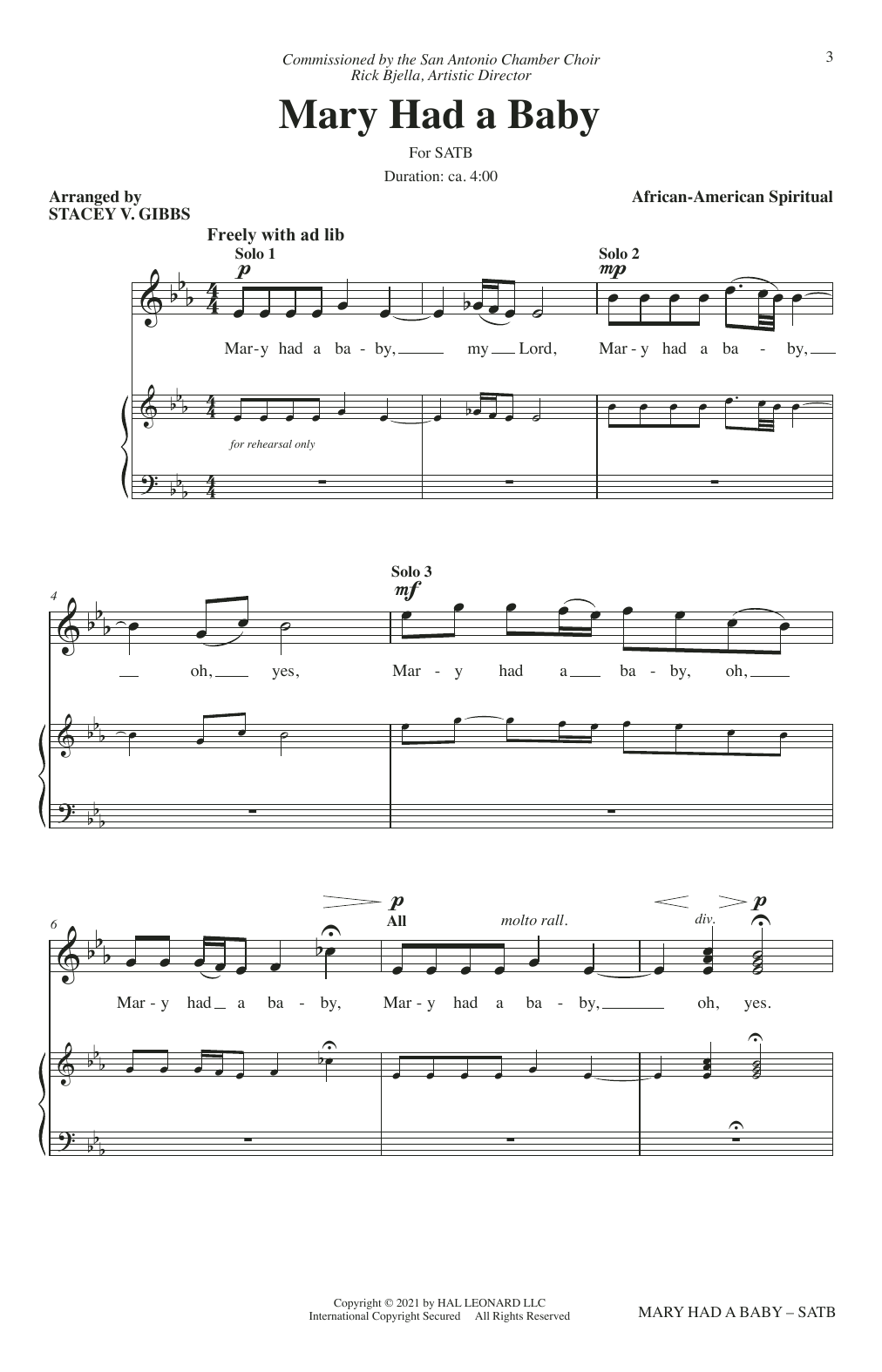 Download Traditional Spiritual Mary Had A Baby (arr. Stacey V. Gibbs) Sheet Music and learn how to play SATB Choir PDF digital score in minutes