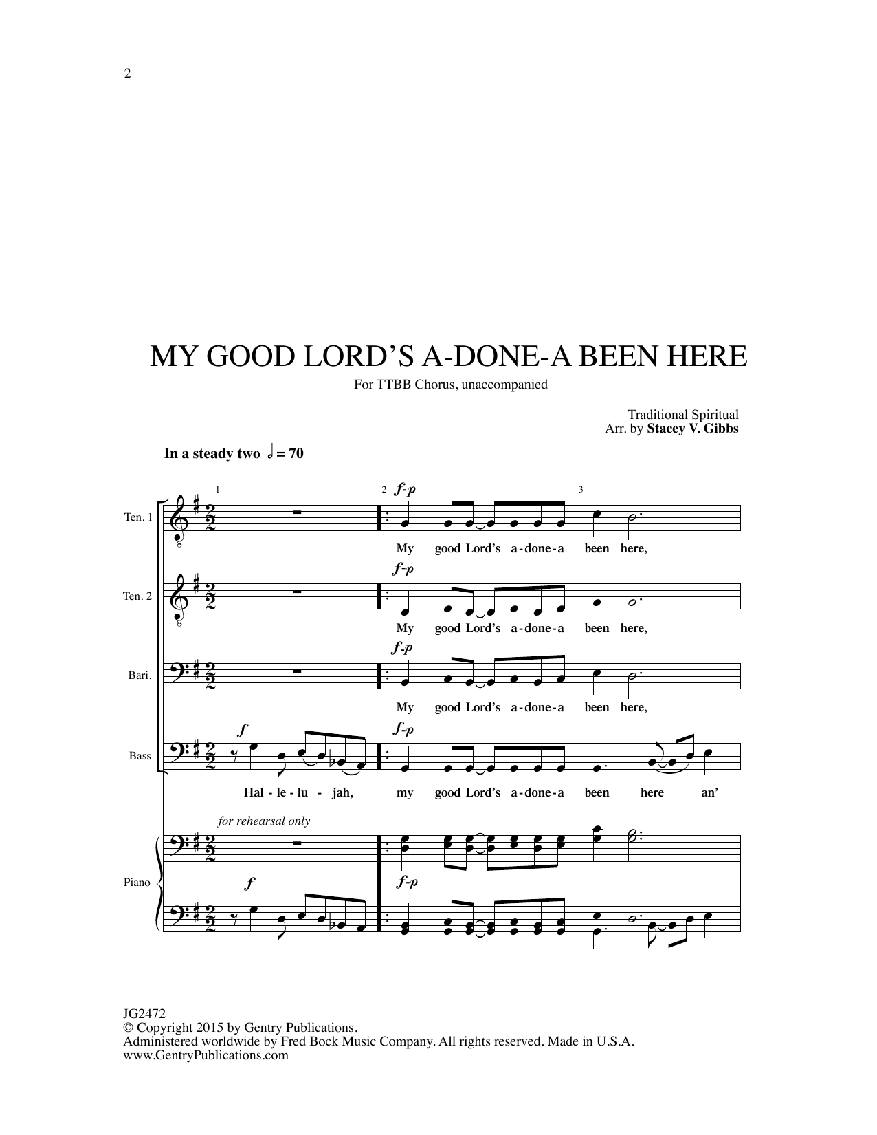 Download Traditional Spiritual My Good Lord's Done-a Been Here (arr. Stacey V. Gibbs) Sheet Music and learn how to play TTBB Choir PDF digital score in minutes